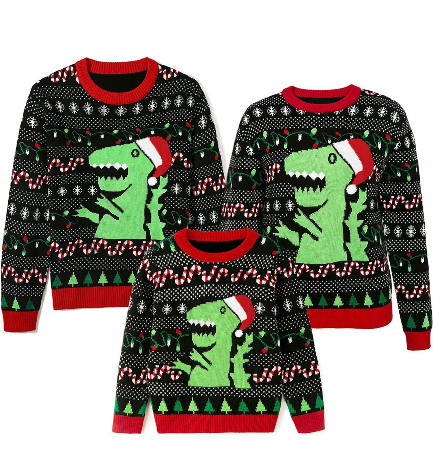 OFIMAN Family Matching Dinosaur Christmas Jumper for Kids and Adults | Ugly Xmas Outfit | Knit Pullover | Size 8-9 Years - Buy Online on GoSupps.com