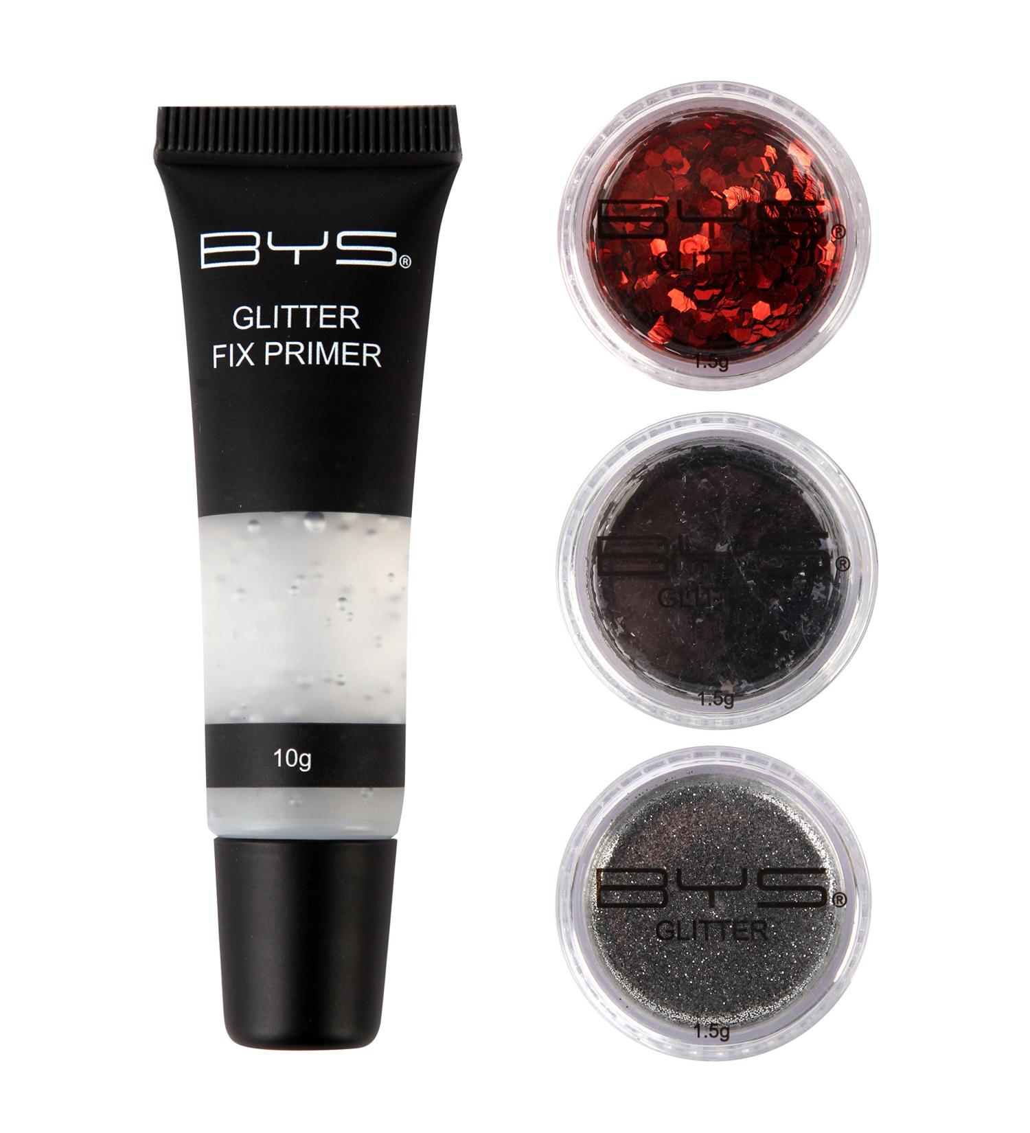 Buy BYS Glitter Face and Body Kit Rebel Instant Sparkle with 3 Assorted Glitters & Fix Primer for Stunning Looks International Shipping - Buy Online on GoSupps.com