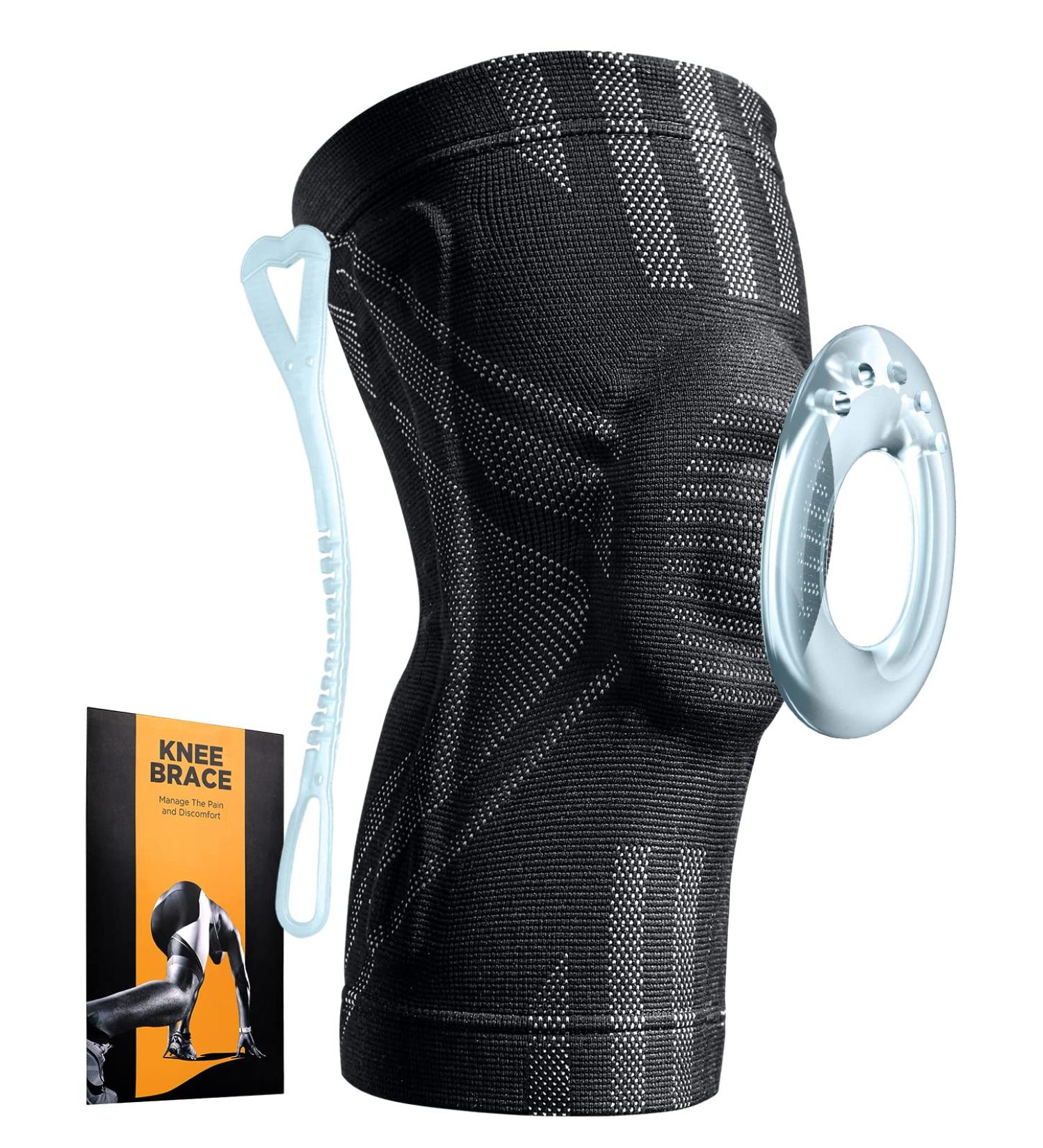 APRUT Knee Brace for Men & Women - Patella Gel Pad & Side Stabilizers - Medical Grade Support for Sports, Pain Relief, Meniscus Tear, Arthritis, ACL - Black, Large - Buy Online on GoSupps.com