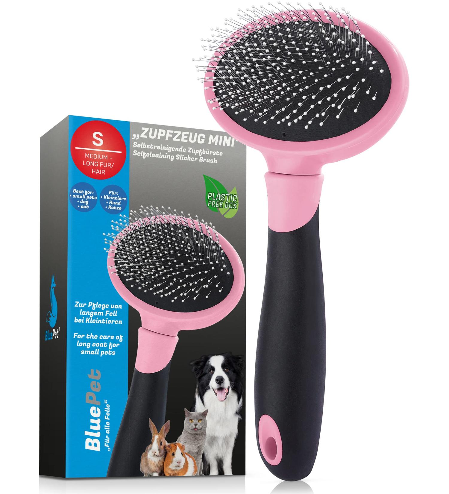 Bluepet Cat & Small Dog Brush | Gentle Undercoat Removal & Daily Fur Care - Mini Pink Rabbit Brush - Buy Online on GoSupps.com