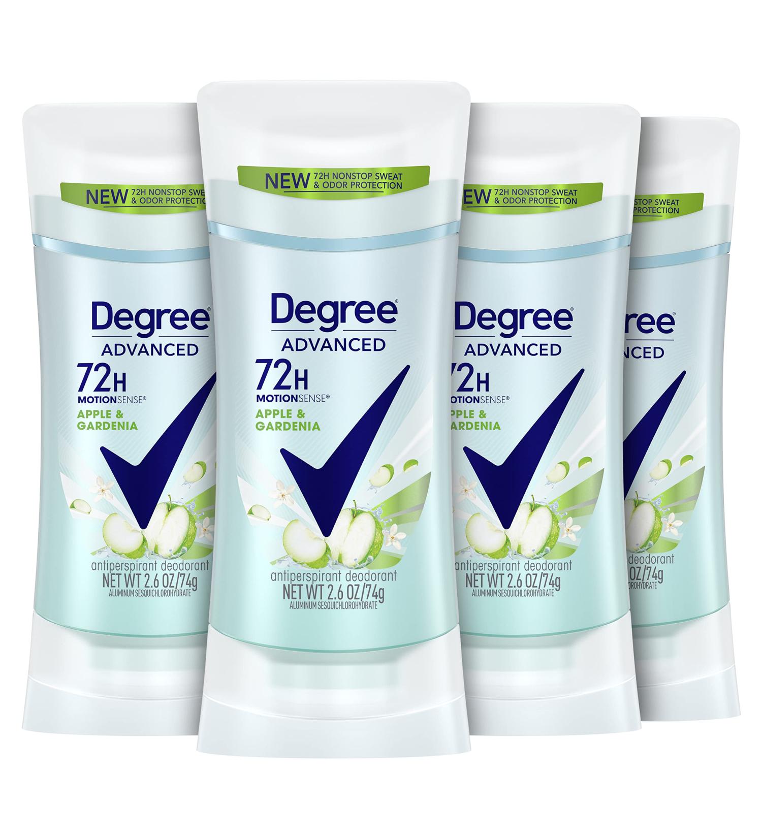 Degree Advanced Antiperspirant Deodorant for Women - 72-Hour Apple & Gardenia Protection, 4-Pack (2.6 oz Each) - Buy Online on GoSupps.com