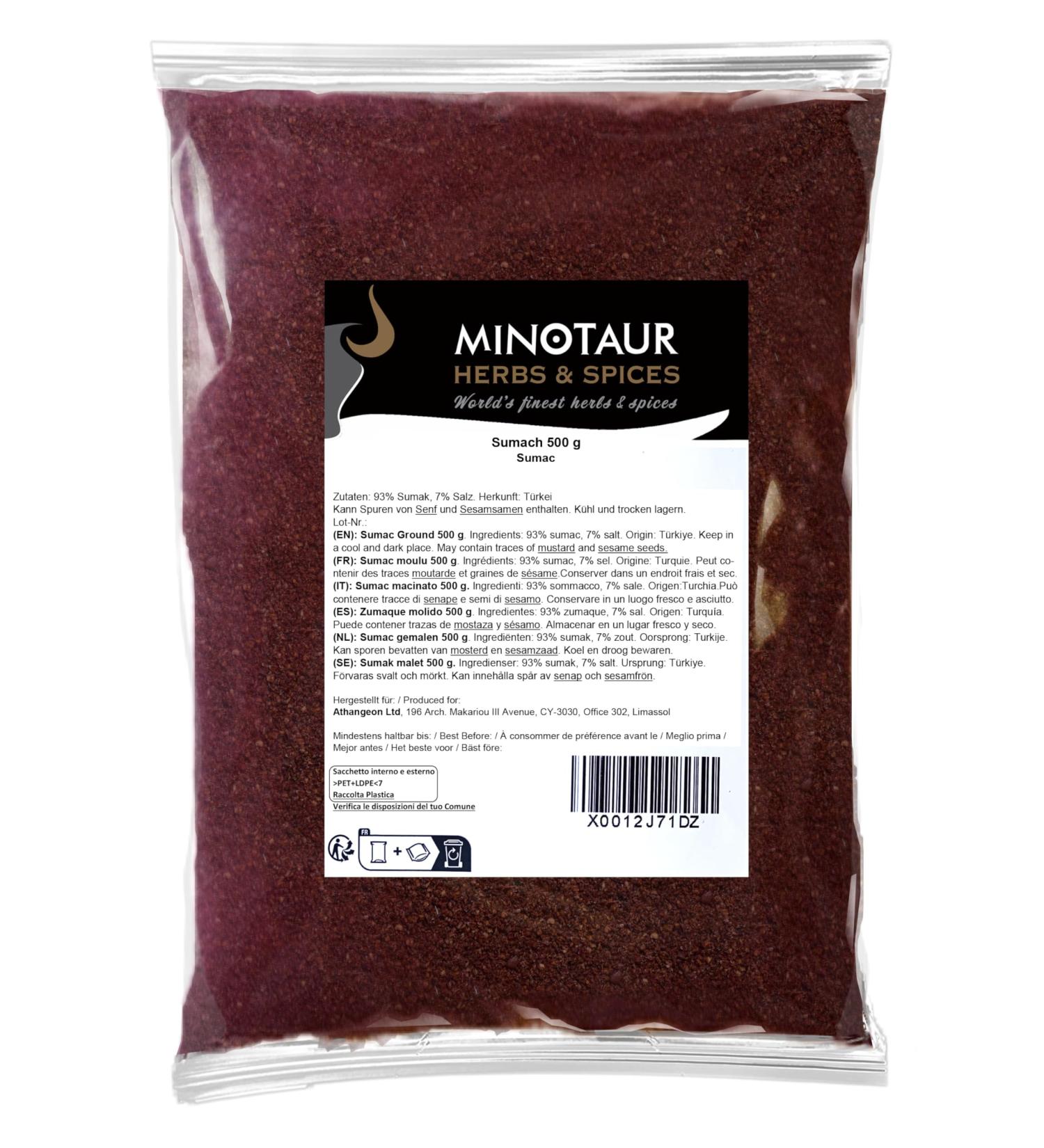 Minotaur Spices | Sumac 2 x 500g (1kg) Sumac ground vinegar spice powder - Buy Online on GoSupps.com