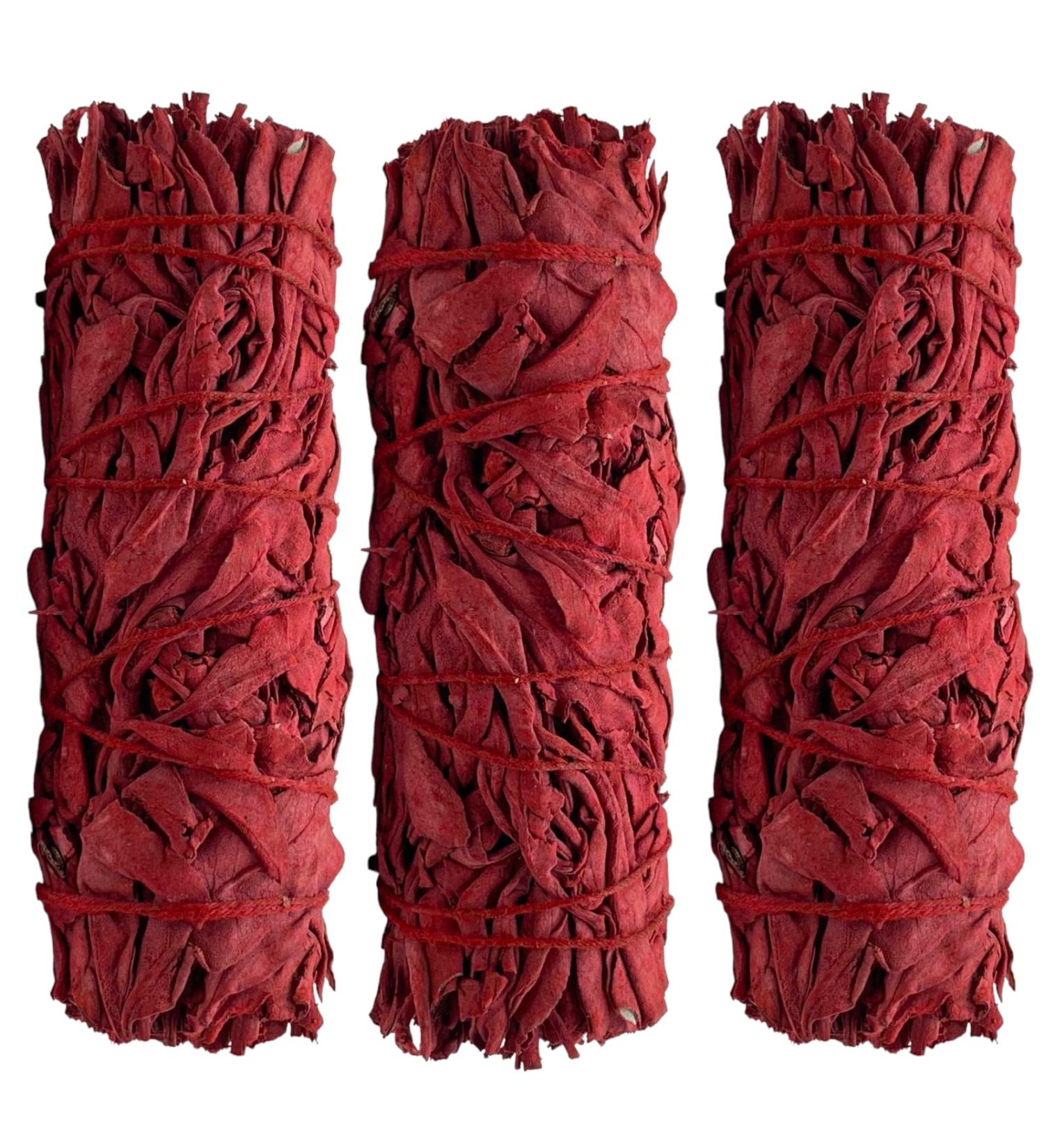 Dragon's Blood Sage Smudging Kit - Pack of 3 Hand-Tied Bundles for Home Cleansing and Meditation - Buy Online on GoSupps.com