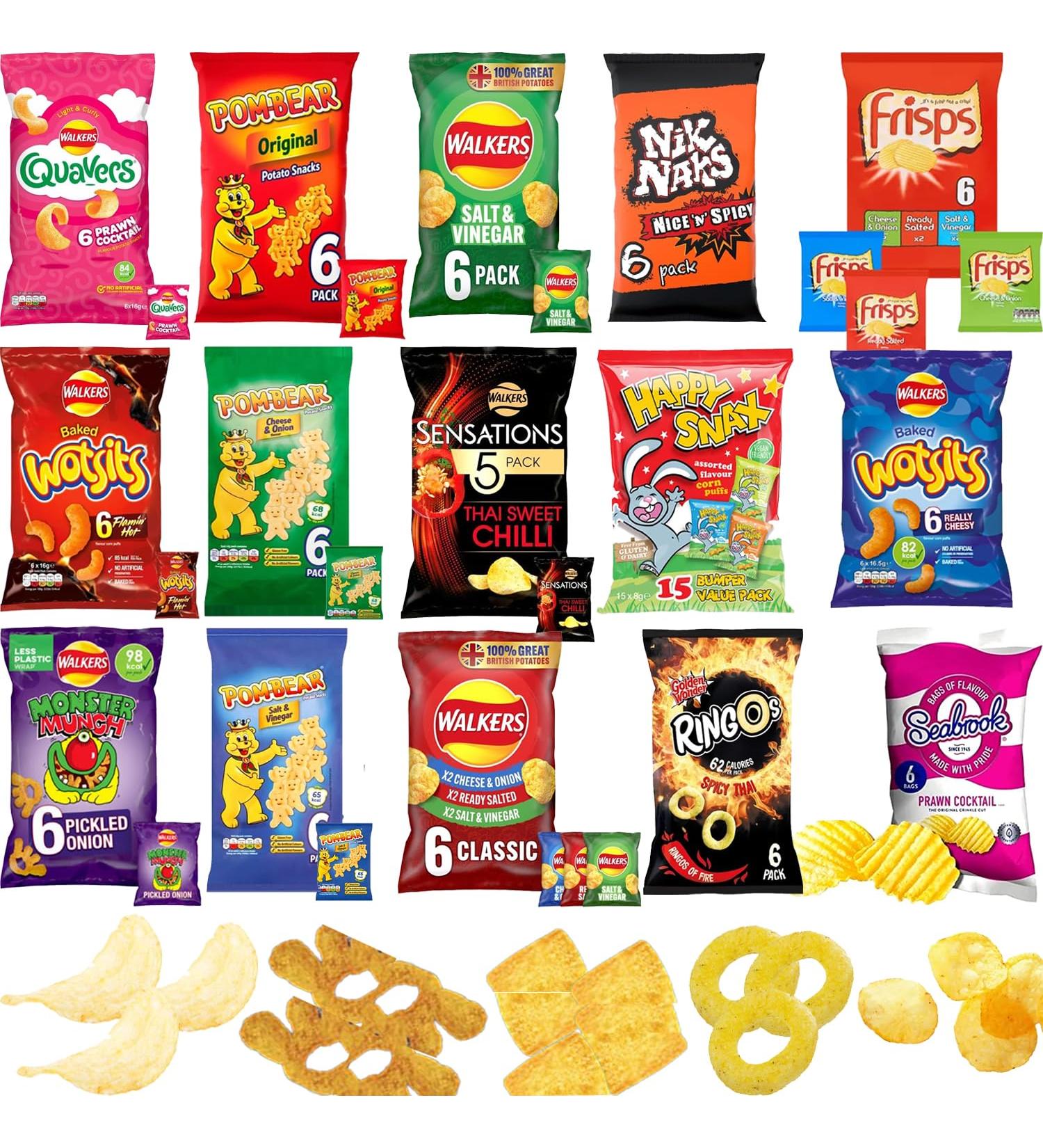 Chips Crisps Bags Collections - Random Mixed Deliciously light & Crispy Multipack Chips Bags (2 Packs) 1 count (Pack of 1)