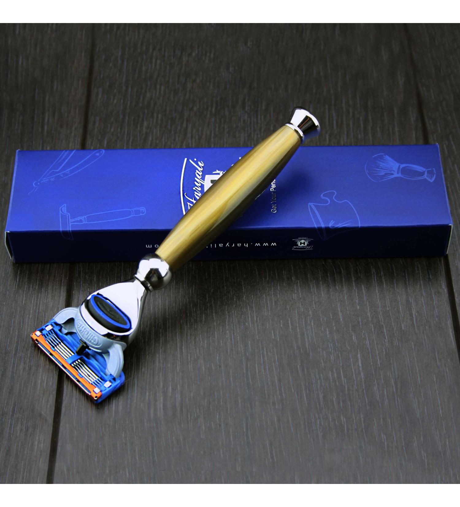 Haryali London 5-Edge Razor - Horn Replica Bart & Mustache Safety Razor for Men | Ideal New Year's Gift - International Shipping - Buy Online on GoSupps.com