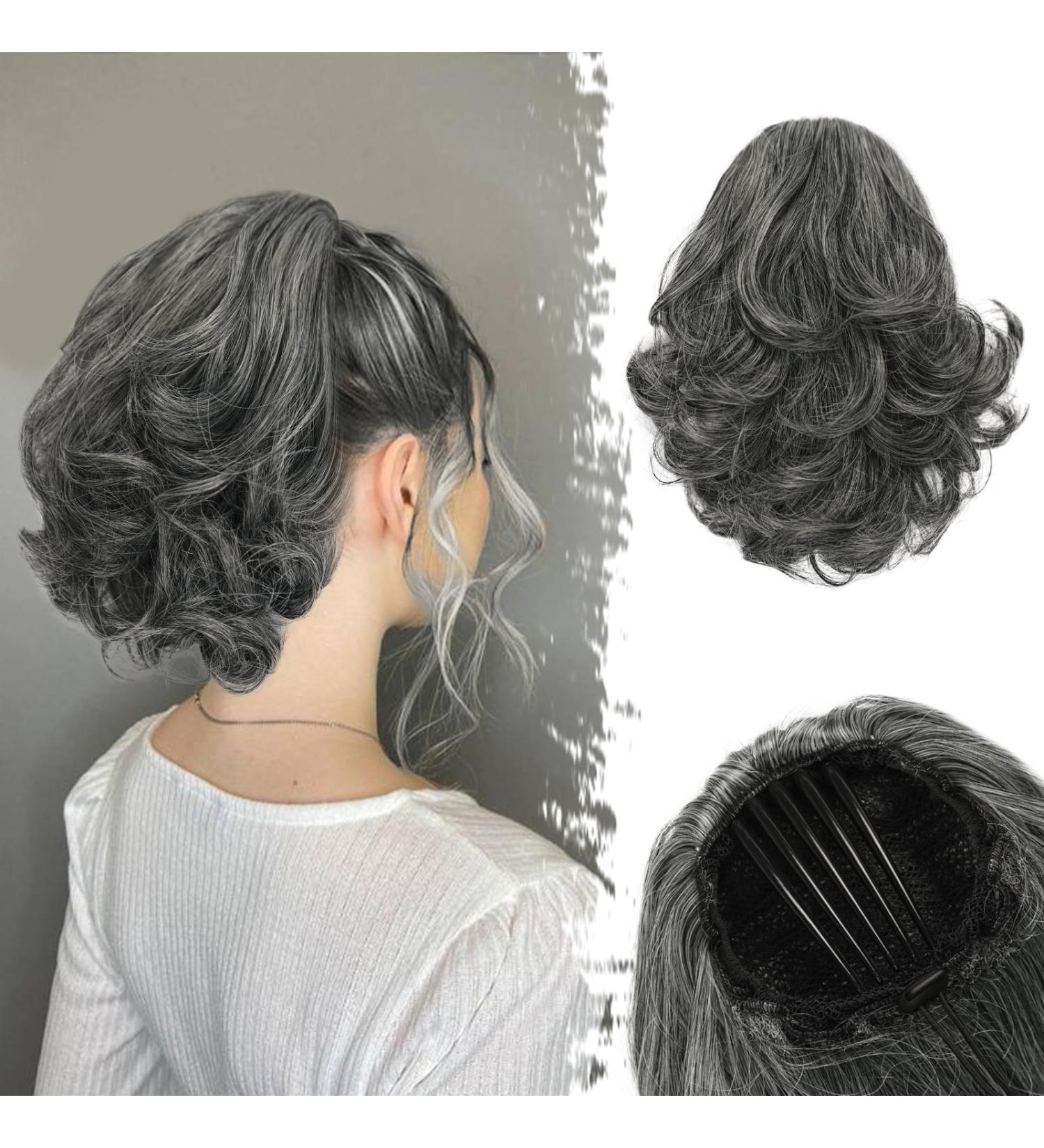 Buy BARSDAR KAMM CLIP PERSON CHANGE 22cm Synthetic Hair Extensions - Black Gray Cam Clip Pferdeschwanz - Ideal for Fashion & Versatile Styles - Buy Online on GoSupps.com