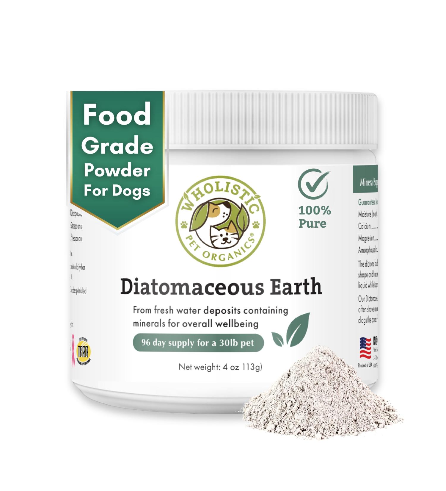 Wholistic Pet Organics Diatomaceous Earth for Dogs - 4 Oz Organic Food Grade | Safe Silica for Overall Health - Buy Online on GoSupps.com