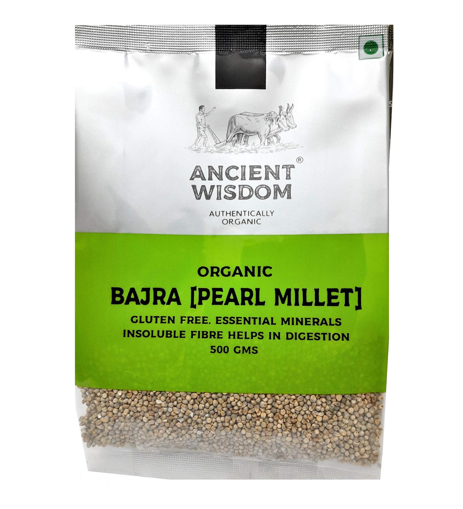 Organic Ancient Wisdom Bajra Grain (Pearl Millet) 500 GM (17.63 Oz) - Nutrient-rich Superfood - Buy Online on GoSupps.com
