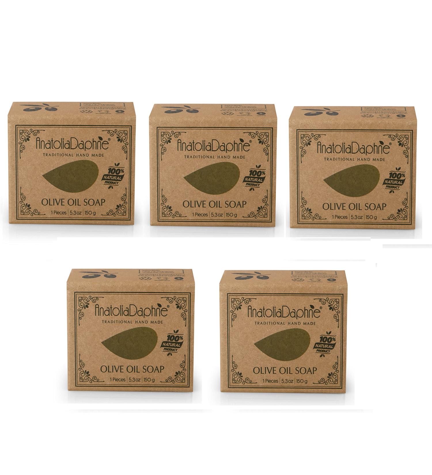 Handmade Olive Oil Soap Bar - 100% Pure Natural & Vegan (Pack of 5, 5.7 oz each) - Buy Online on GoSupps.com