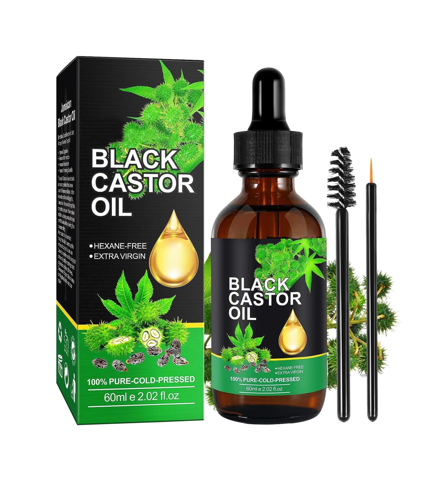Organic Jamaican Black Castor Oil - Cold Pressed Unrefined for Hair Eyelashes & Skin Care - 2.02 oz Glass Bottle - Buy Online on GoSupps.com