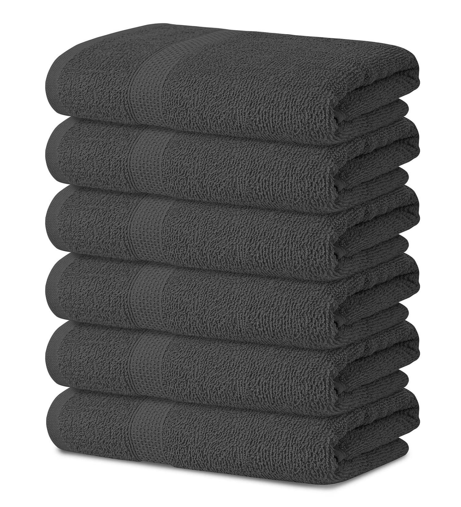 Filament Alley 6 Pack Bath Towel Set - Luxury Cotton Towels for Pool, Gym, Spa, Hotel - Absorbent, Lightweight, Soft - Charcoal Grey - 22x44 Inches (Pack of 6) - Buy Online on GoSupps.com