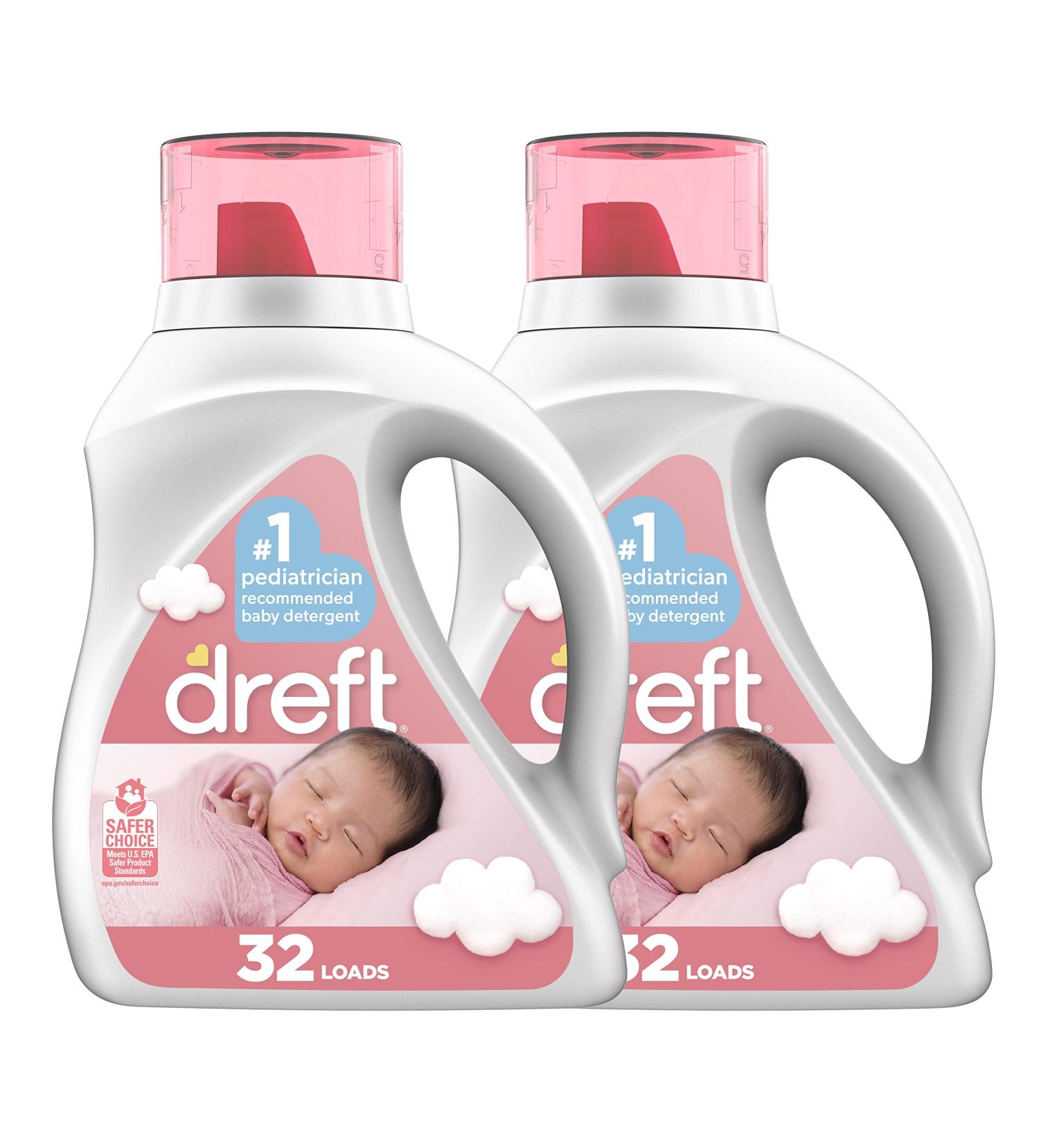 Dreft Stage 1 Newborn Hypoallergenic Baby Laundry Detergent - 64 Loads (Pack of 2) Natural & HE Friendly - Buy Online on GoSupps.com
