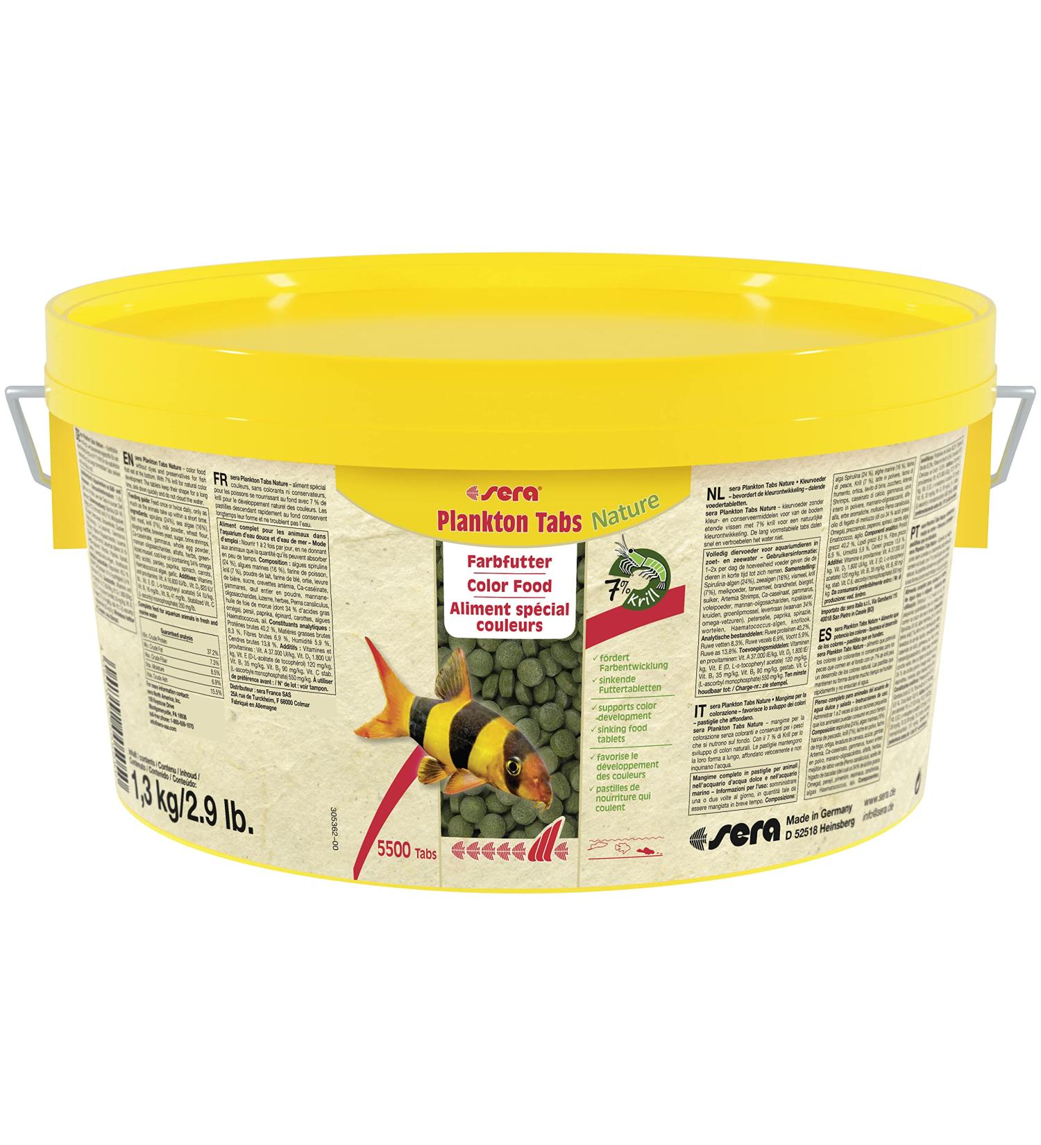 Sera Plankton Tabs Nature 1.3 kg - Premium Falling Feed Tablets with 7% Krill for Aquarium Fish Color Development - International Shipping Available - Buy Online on GoSupps.com