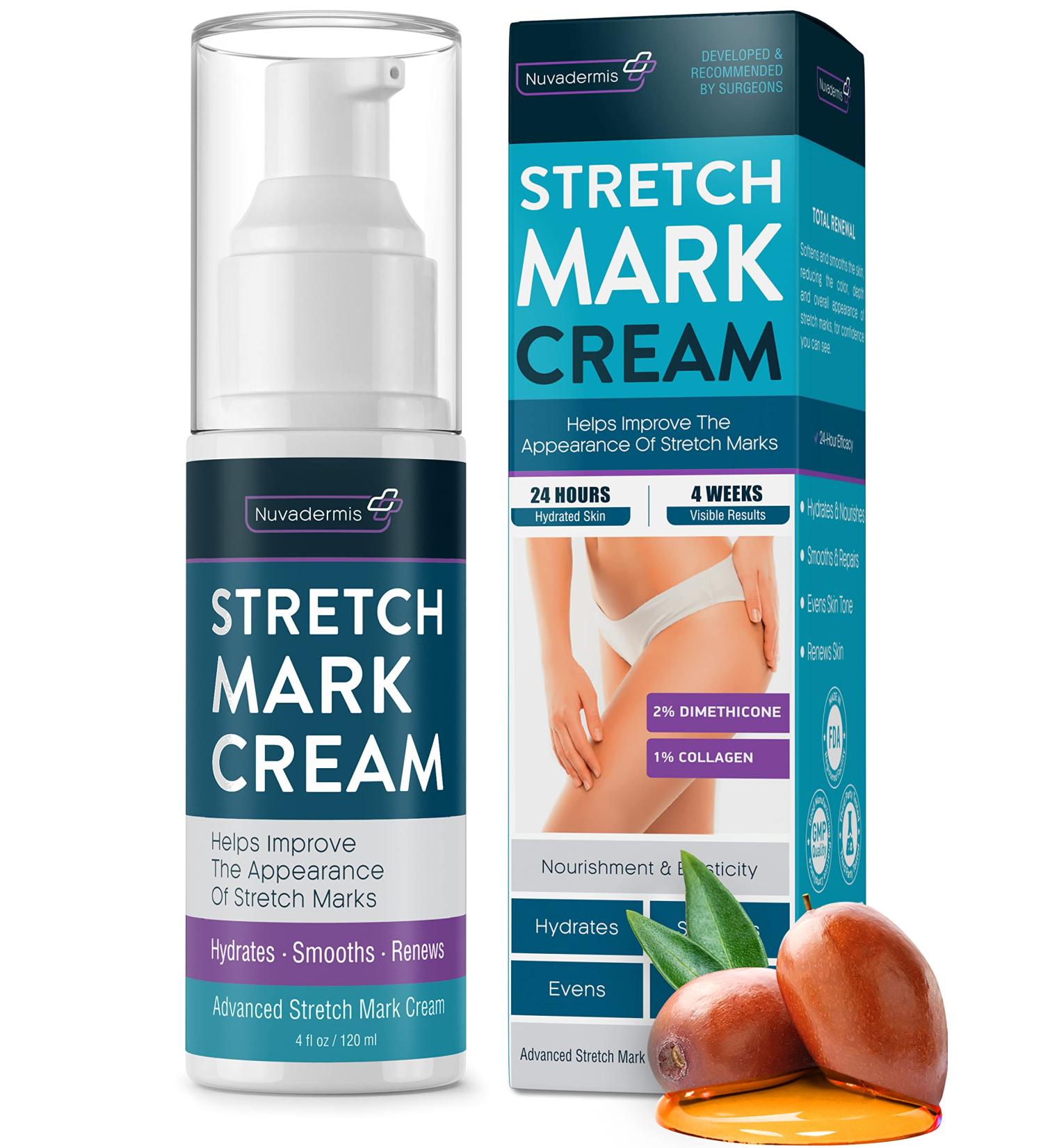 Stretch Mark Cream - Maternity Skin Care with Collagen, Jojoba, and Olive Oil - Prevents and Fades Stretch Marks - Hydrating Belly Lotion for Pregnant Women - 4 oz - Buy Online on GoSupps.com