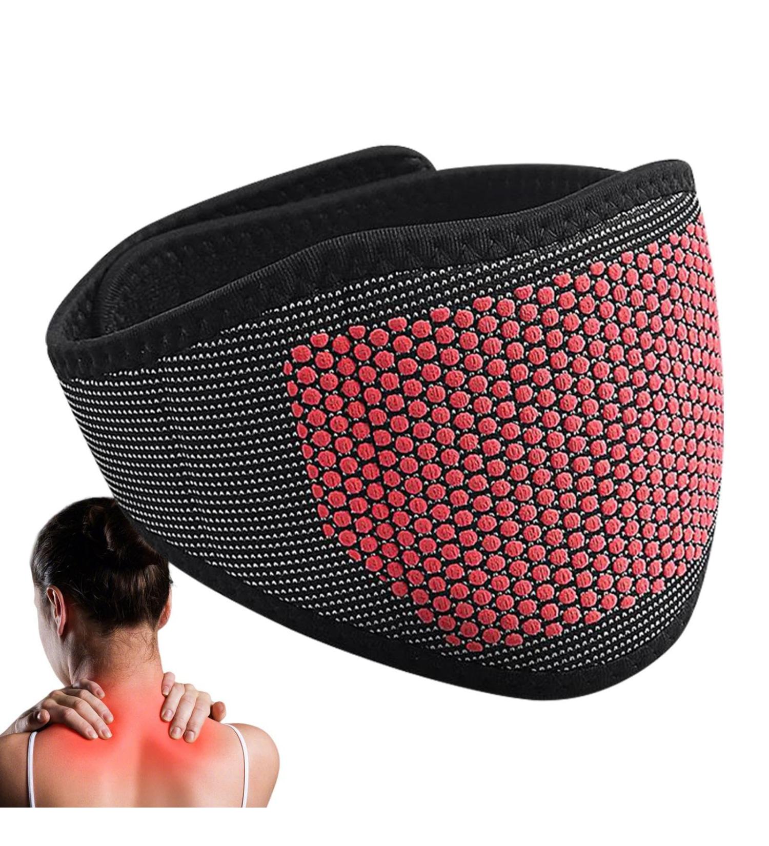 Juzinqu Magnetic Neck Wrap - Portable Wormwood Warmer for Neck & Shoulder Support Fatigue Relief - Unisex Black-Red Dot Design - Buy Online on GoSupps.com