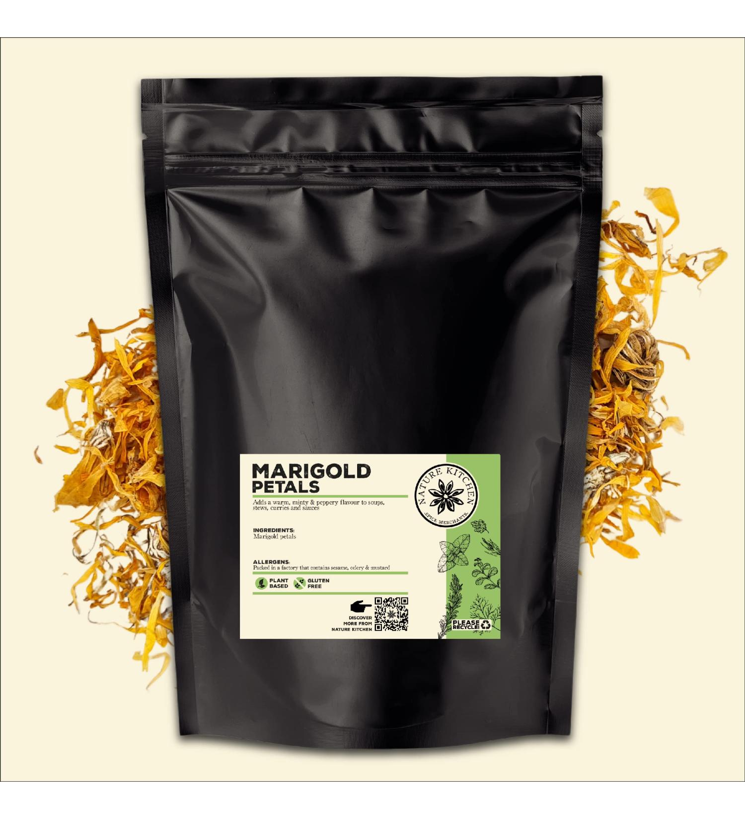 Nature Kitchen Marigold Petal 100G: Gluten-Free & Vegan Cooking Seasoning Spices for Marinades, Sauces, Frying, Baking, Grilling - Buy Online on GoSupps.com