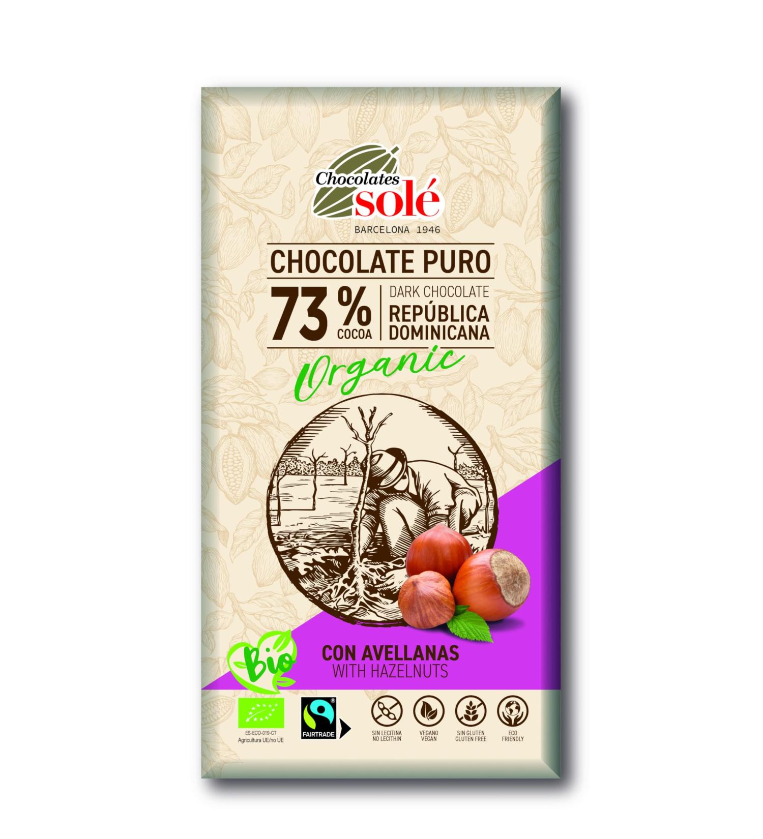  Mitoku Dark Chocolate 73% with ECO Hazelnuts Chocolates Sole 150g - Buy Online on GoSupps.com