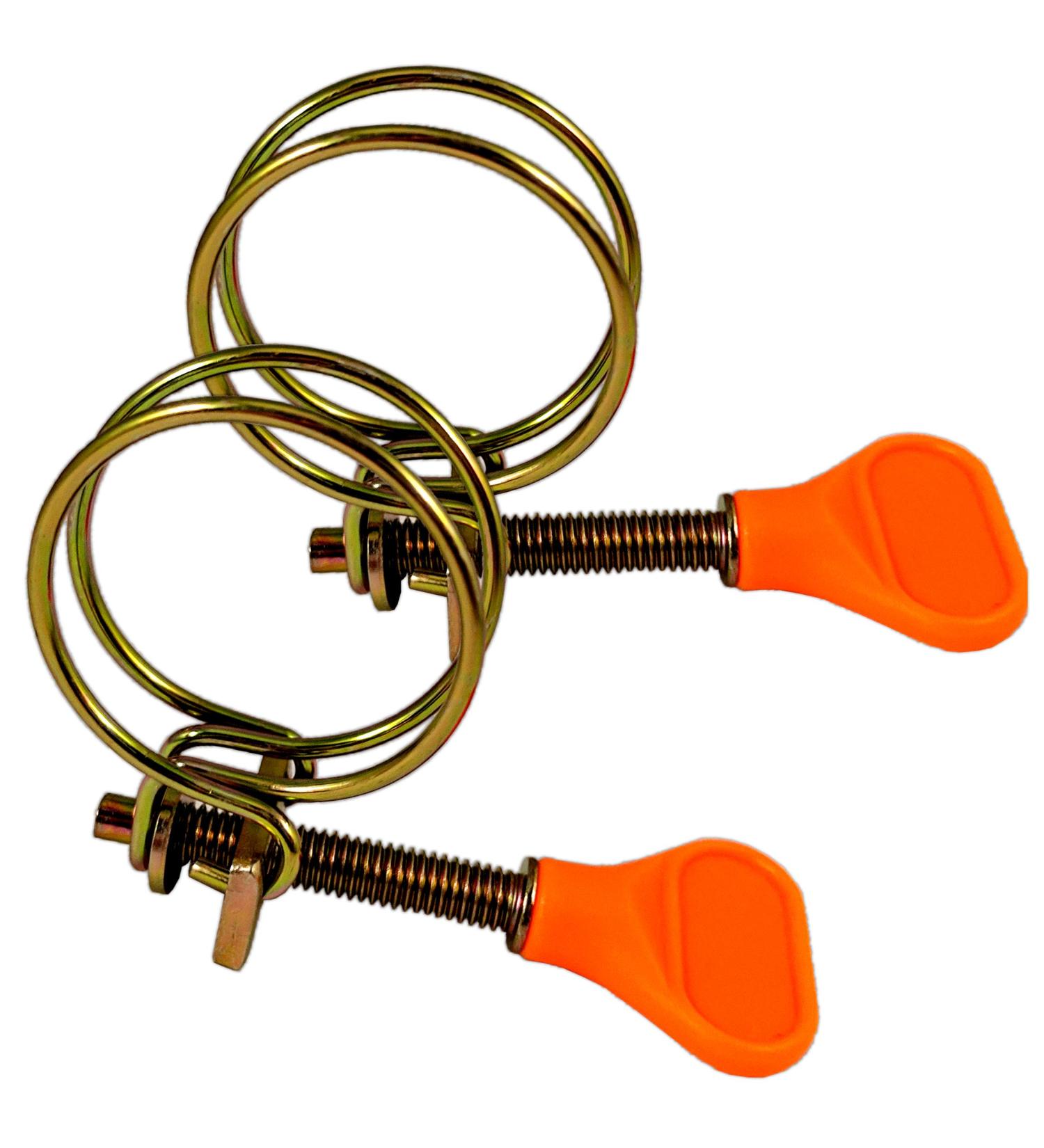 2X Double Wire Hose Clamps Orange - 24-32mm - for 1" Ribbed Hosing 24-32mm - Orange 1"