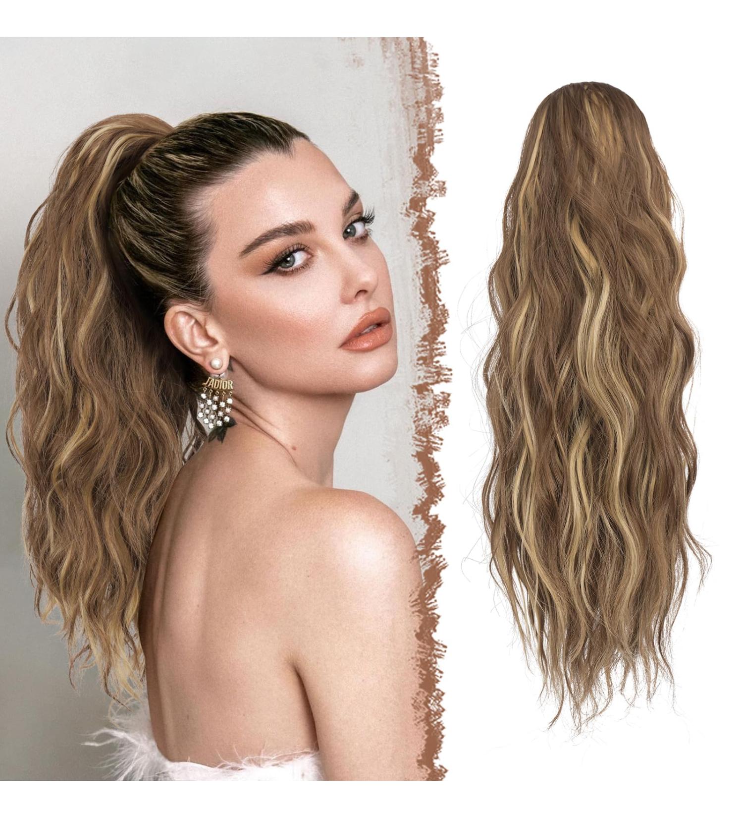 FESHFEN Ponytail Extensions Drawstring Ponytails Hair Extension Light Brown & Blonde Long Curly Wavy Hair Piece Synthetic Pony Tail Hairpieces for Women 18 inch 18 Inch Light Brown & Blonde - Buy Online on GoSupps.com