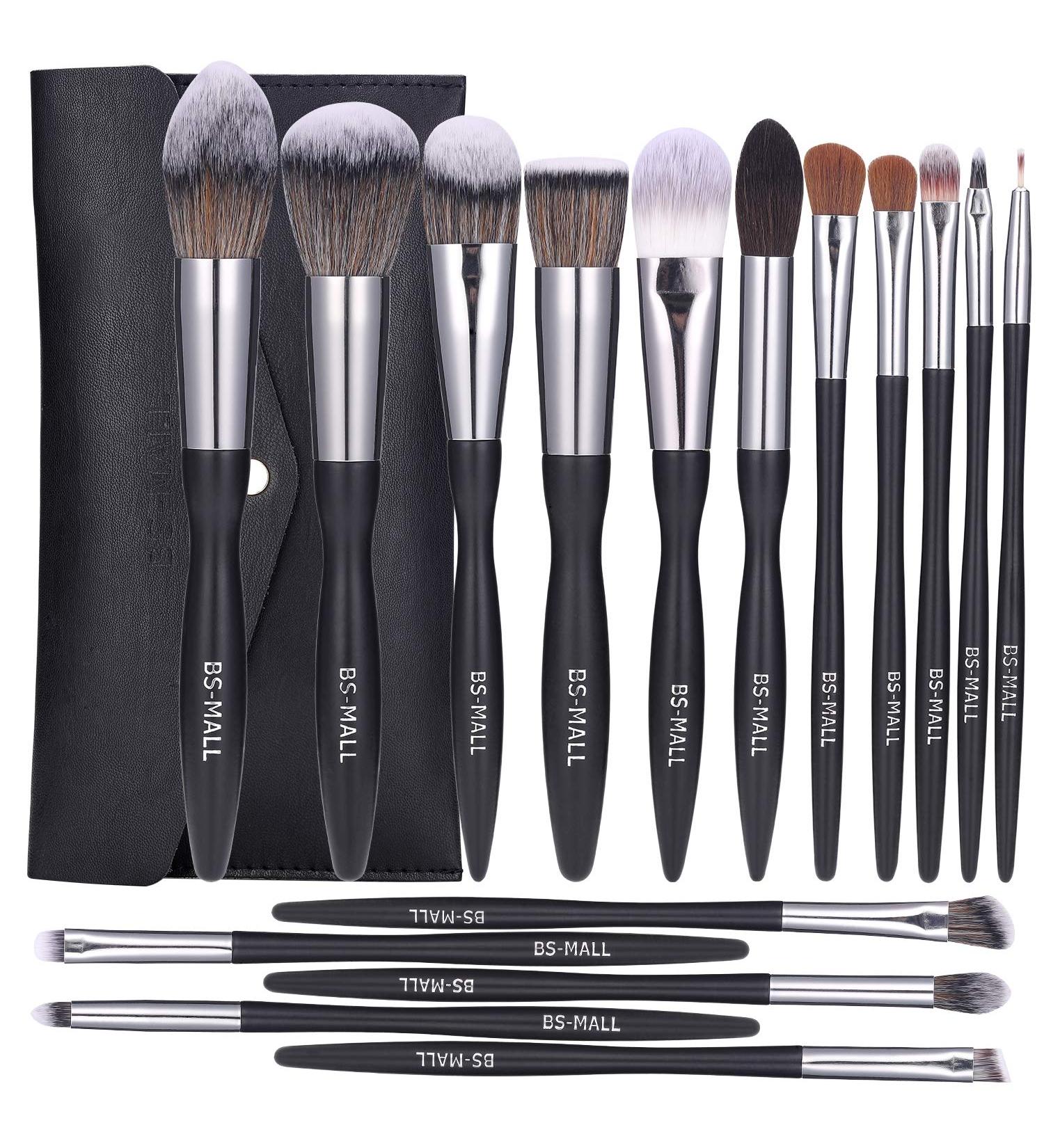 BS-MALL 16pcs Makeup Brush Set with Premium Synthetic Bristles - Ideal for Powder, Foundation, Blush, Contour, Concealers, Lips, and Eyeshadow - Black - Buy Online on GoSupps.com