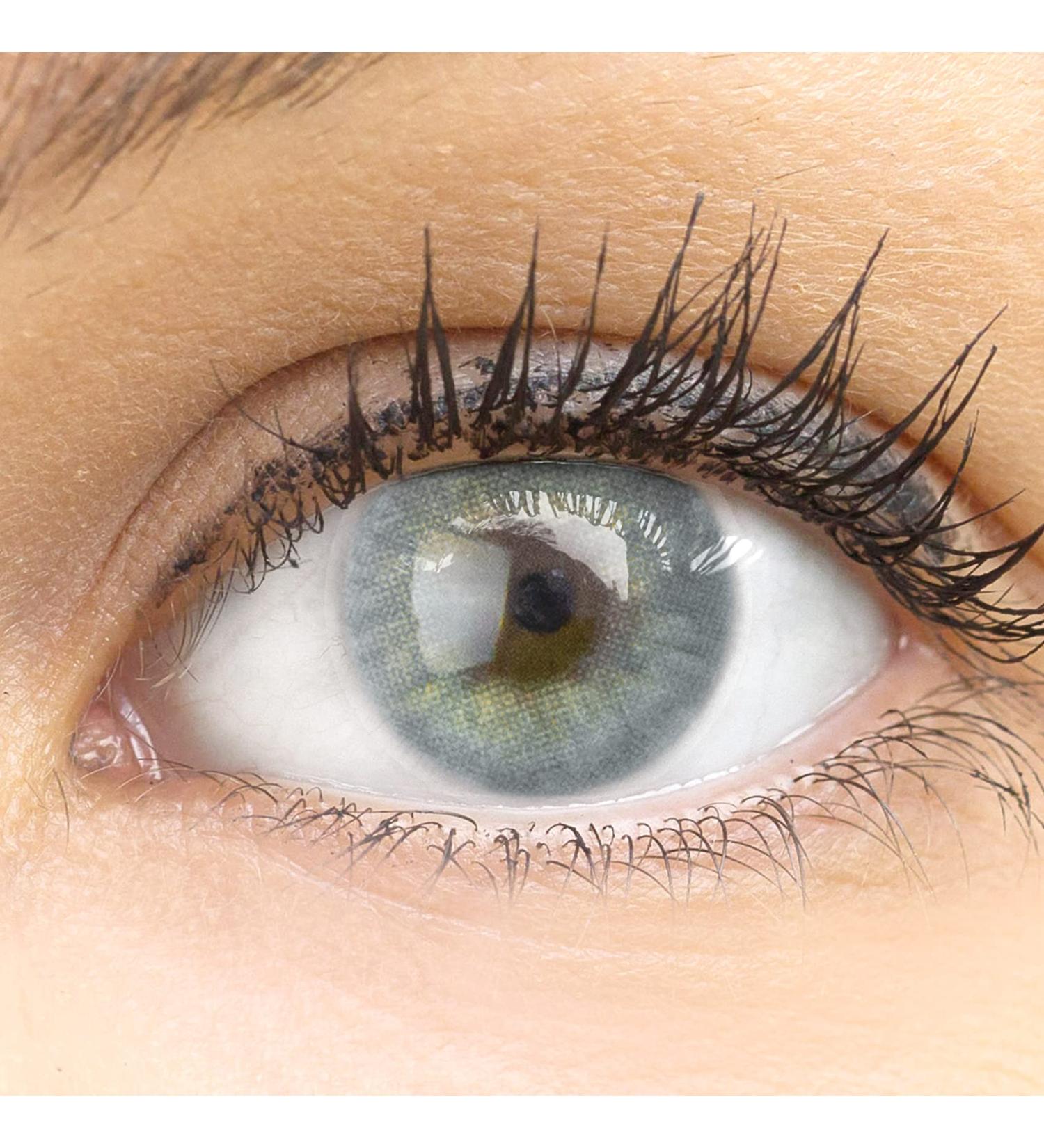 Natural Gray Contact Lenses - Very Covering Silicone Comfort - Novelry Jasmine Gray (1 Pair Dia 14.00) + Free Container - 0.00 Dioptries - Buy Online on GoSupps.com