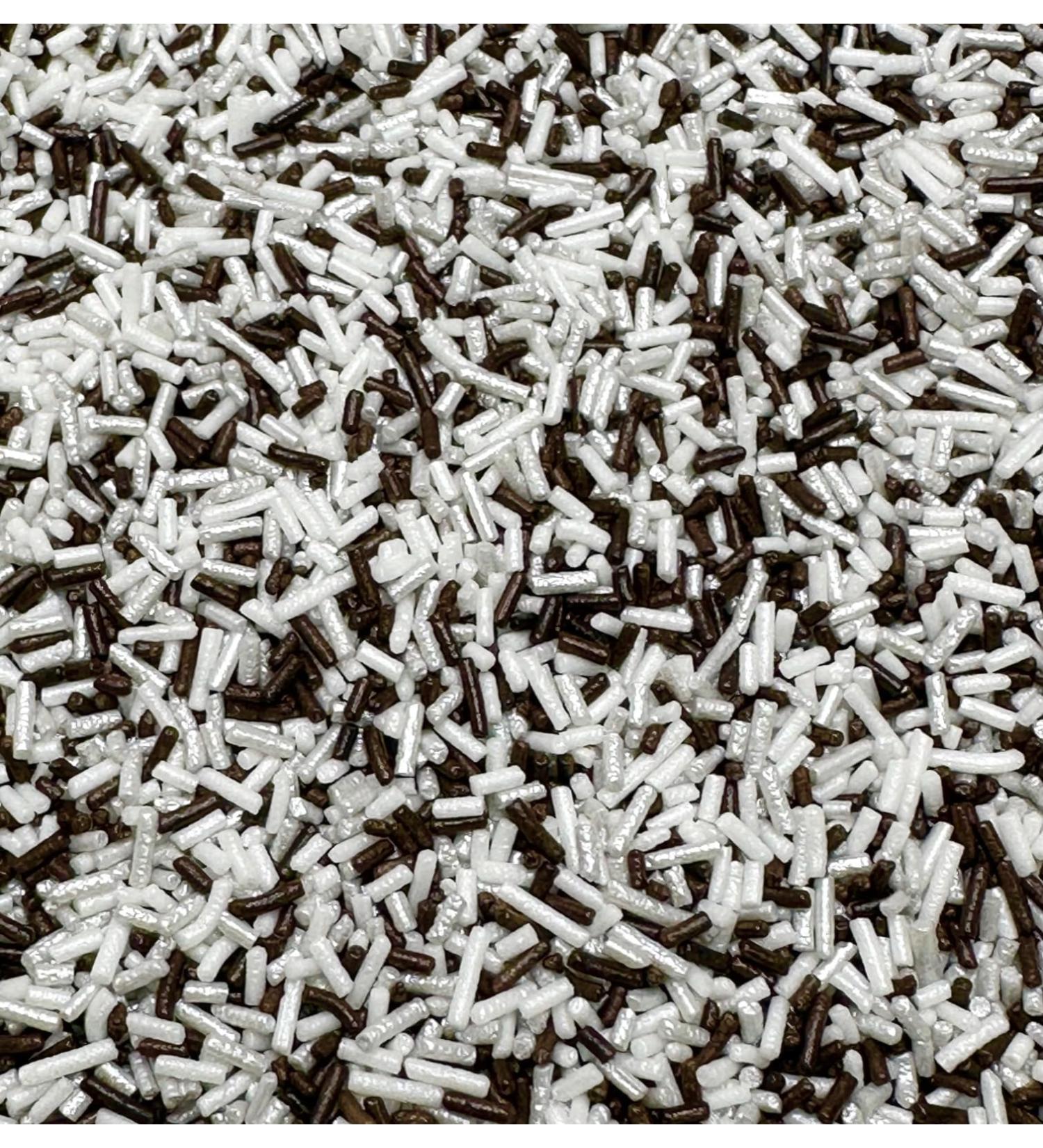 Ghostly Sugar Strands Silver Black and White Sprinkles Halloween Cake Topper Edible decorations (60g)