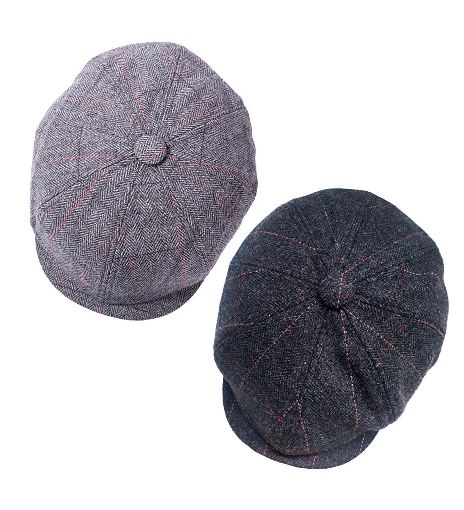 2 Pack Men's Classic Wool Blend Newsboy Hats - Black/Grey - Buy Online on GoSupps.com
