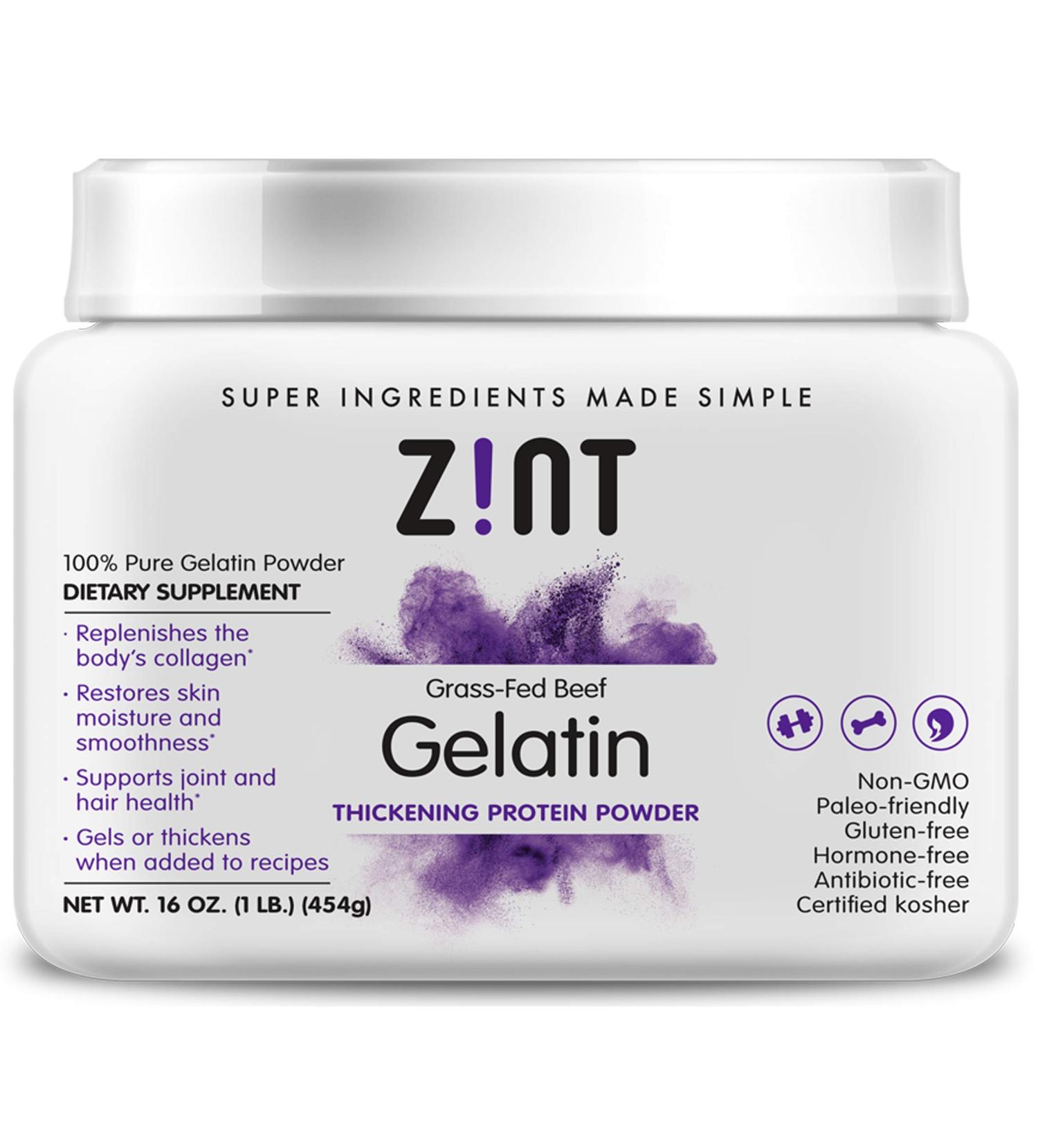 Zint Premium Beef Gelatin Powder - 16 oz Protein Thickener for Recipes - Buy Online on GoSupps.com