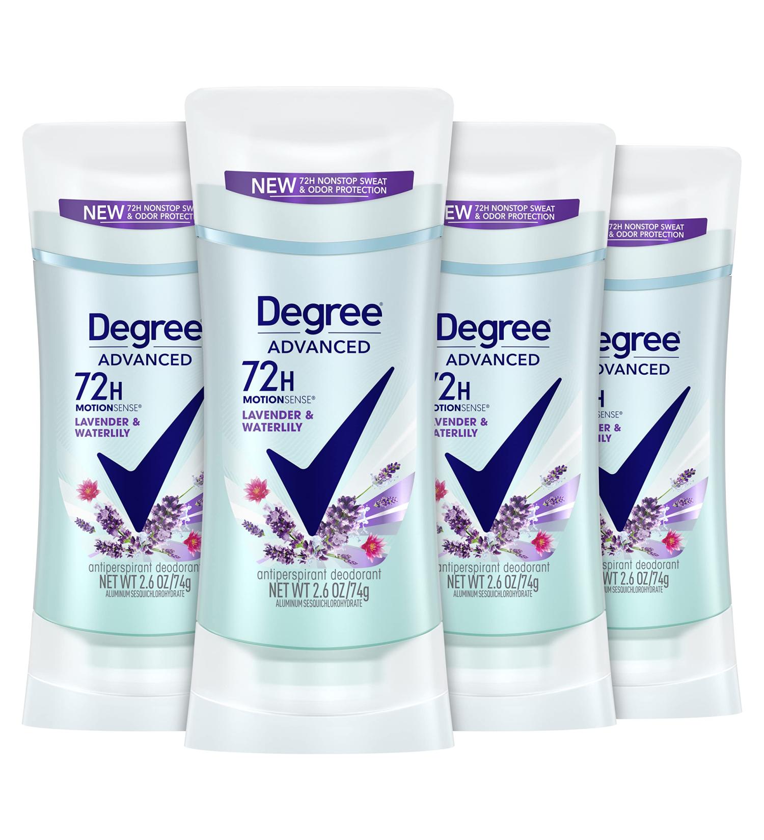 Degree Women's Lavender & Waterlily 72-Hour Antiperspirant Deodorant 4-Pack - Buy Online on GoSupps.com
