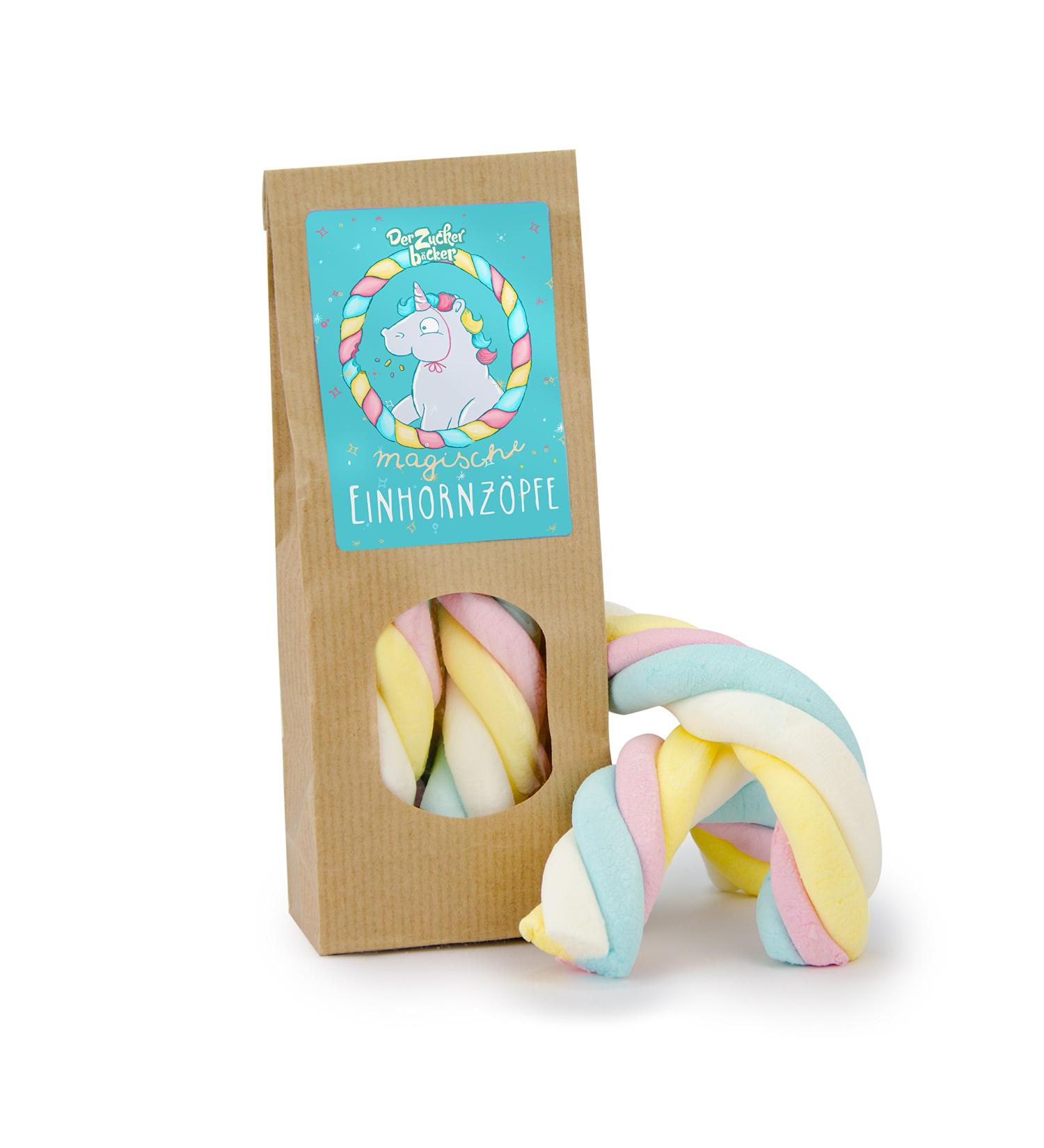 Magic unicorn braids colorful and frothy soft marshmallow with a sweet vanilla taste foam sugar in rainbow colors magic in every piece