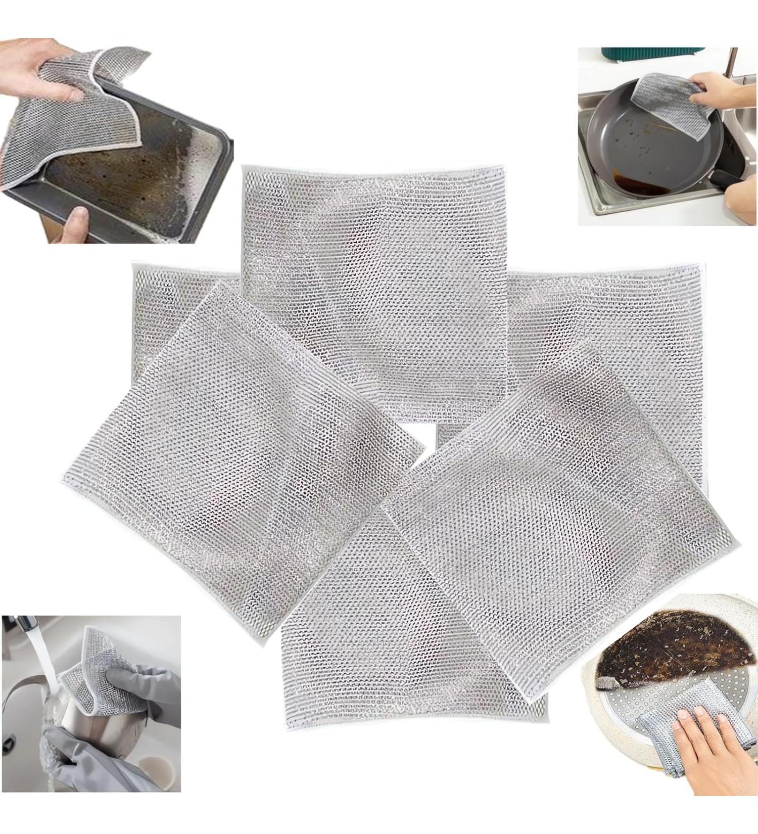 Double Stainless Steel Scrubber Double Stainless Steel Scrubber Cloth Double Sided Silver Wire Dishcloth Non Scratch Wire Dish Cloth Multipurpose Wire Dishwashing Rags 6pcs - Buy Online on GoSupps.com