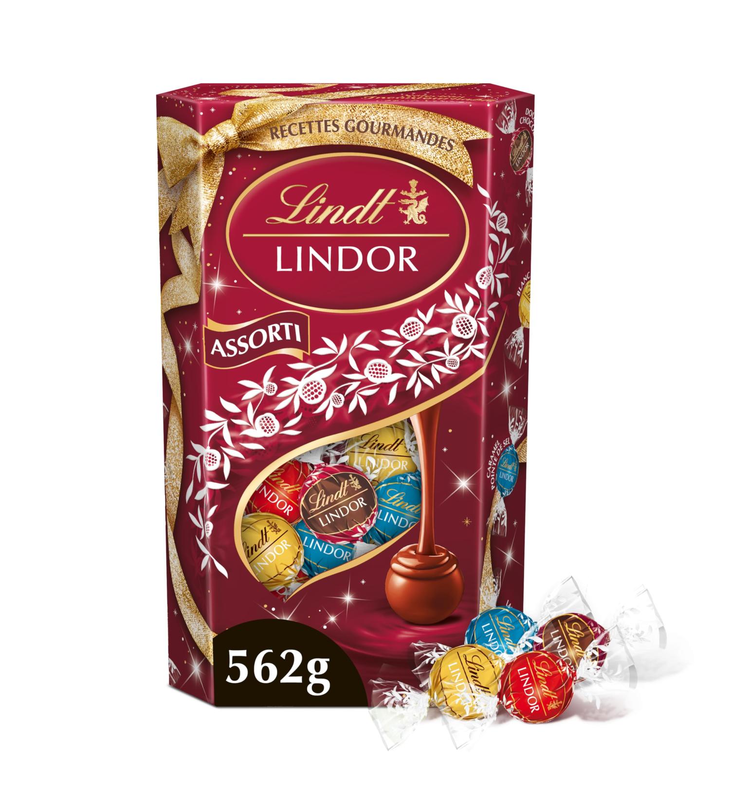 Lindt - Cornet LINDOR - Assortiment de Chocolats au Lait Blancs Double Chocolat Caramel Pointe de Sel - C ur fondant - Id al pour No l 562g marron clair blanc noir 562g - Buy Online on GoSupps.com
