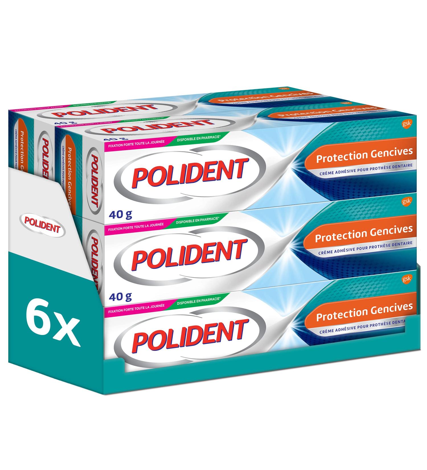 POLIDENT - Protection Gencives - Cr me Adh sive pour Proth se Dentaire - Fixation Toute la Journ e - Aide Prot ger les Gencives des Irritations - Am liore le Confort - Go t Neutre - 6 x 40 g Pack of 6 - Buy Online on GoSupps.com