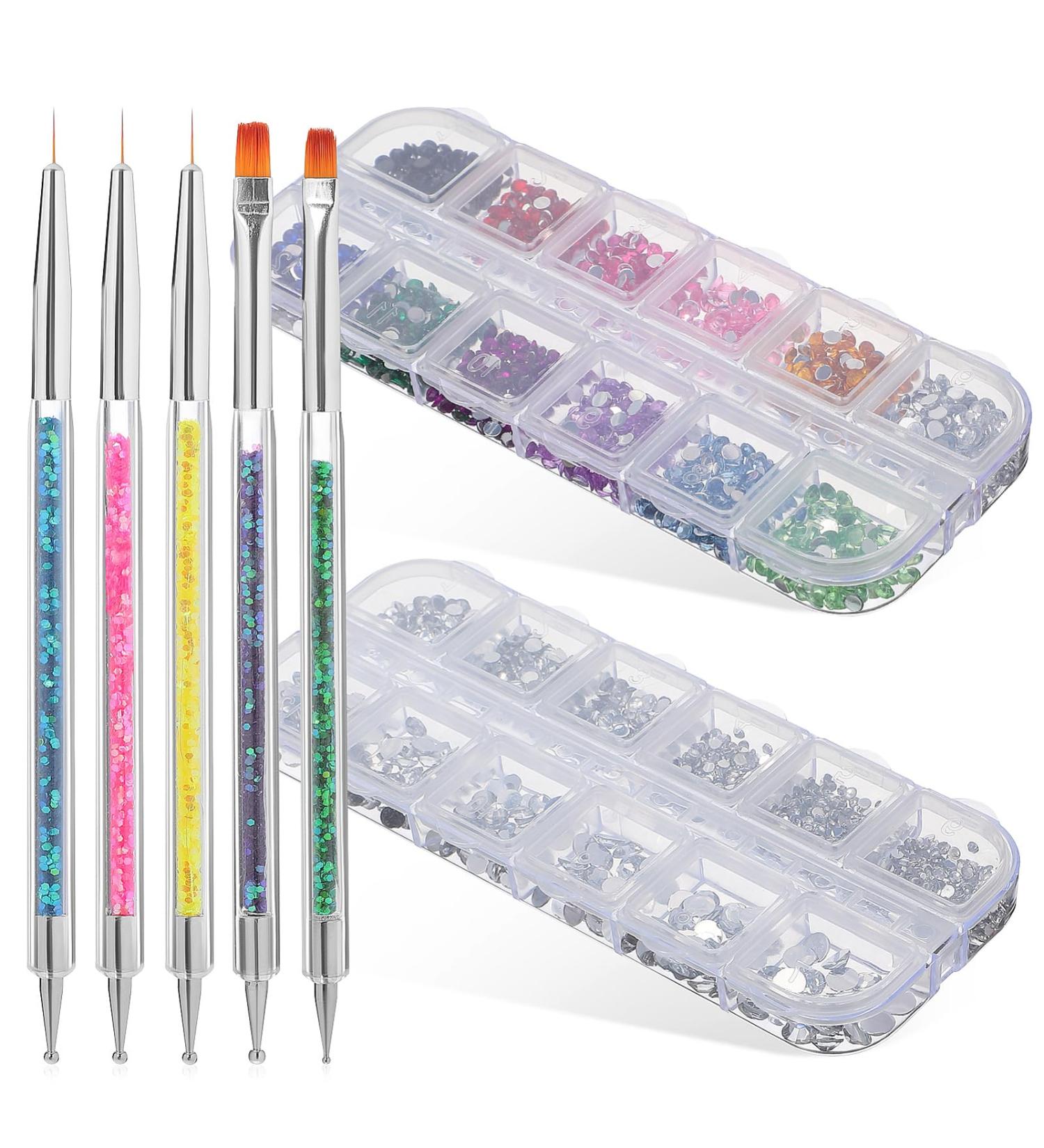 Ipetboom 1 Set Nail Rhinestones Kit - Nail Charms Decorative Round Rhinestones Manicure Kit with Nail Rhinestone Glue Gel Multi Shapes Nail Charms Face Gems Manicure Kit With Dotting Pens - Buy Online on GoSupps.com