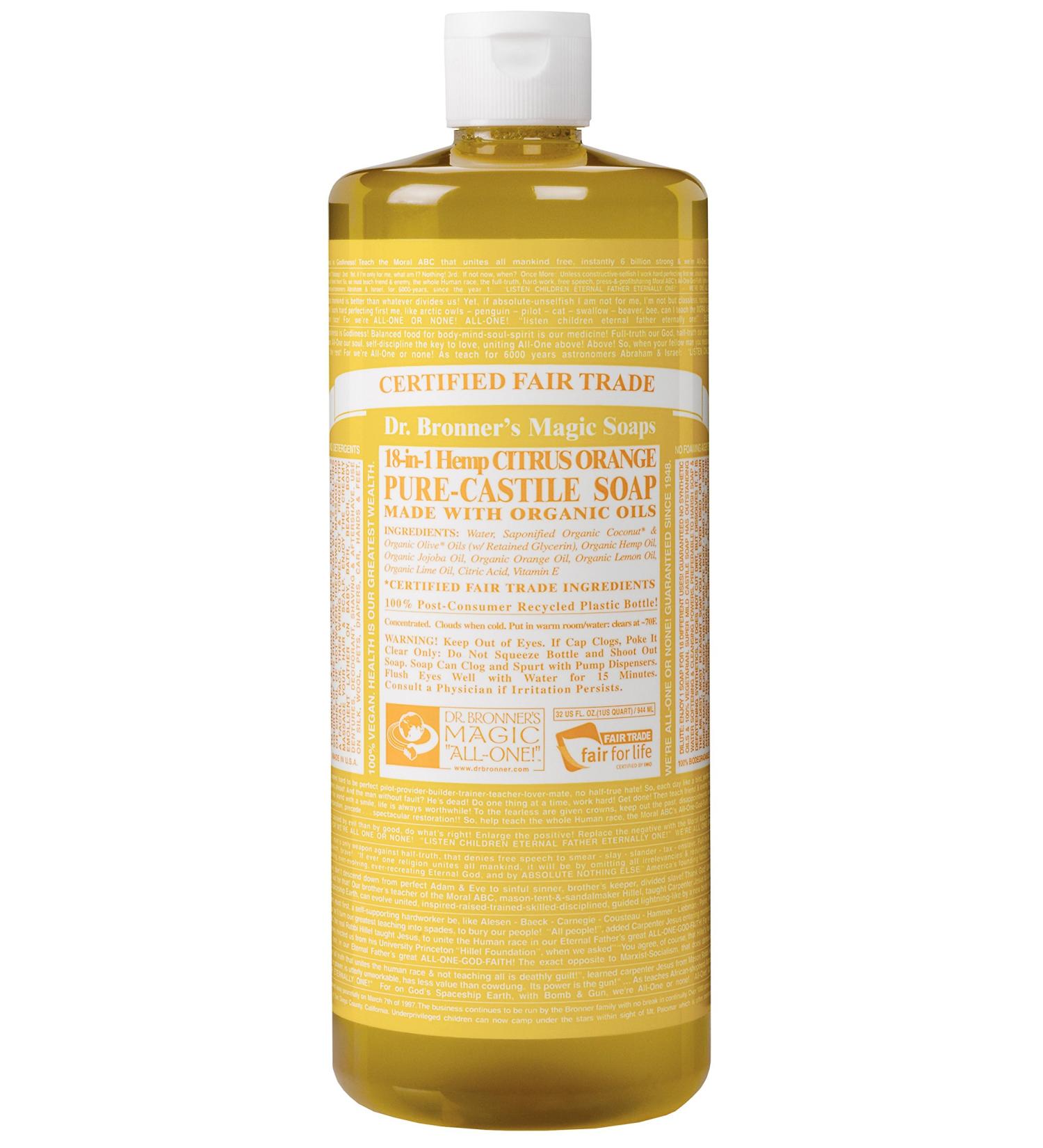 Dr. Bronner's Magic Soaps 18 in 1 Hemp Citrus Orange Pure Castille Soap 32-O (japan import) Orange 946 ml (1 pack)