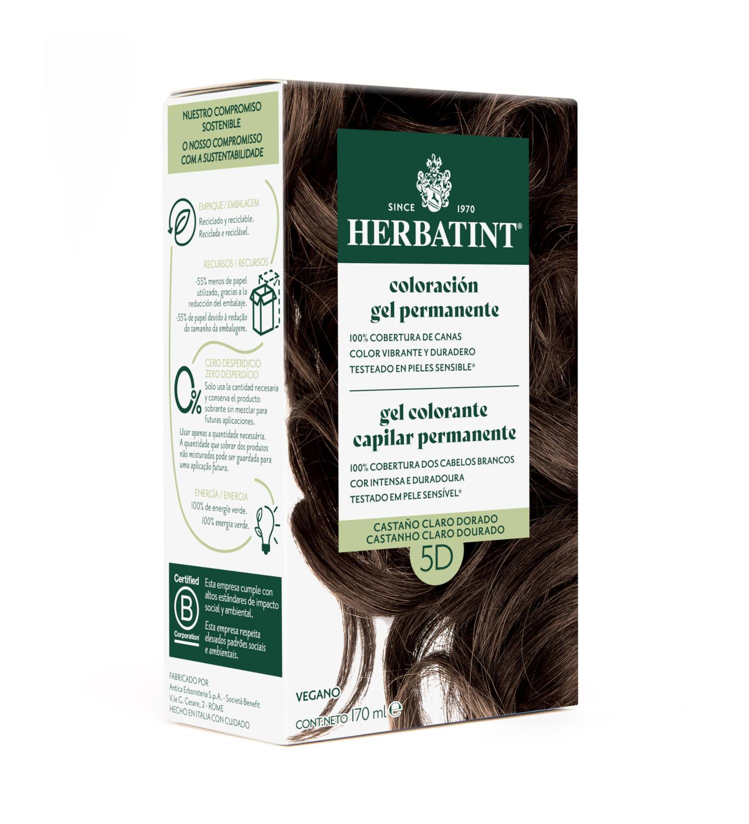  Herbatint Herbatint 5D Permanent Hair Colour Gel Light Golden Brown 170ml Ammonia-free optimal grey coverage vegan formula with 8 organic plant extracts - Buy Online on GoSupps.com