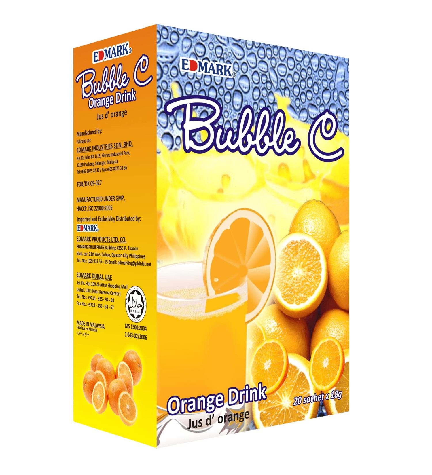 Edmark Bubble C Orange Drink 20 Sachets 18 g - Buy Online on GoSupps.com