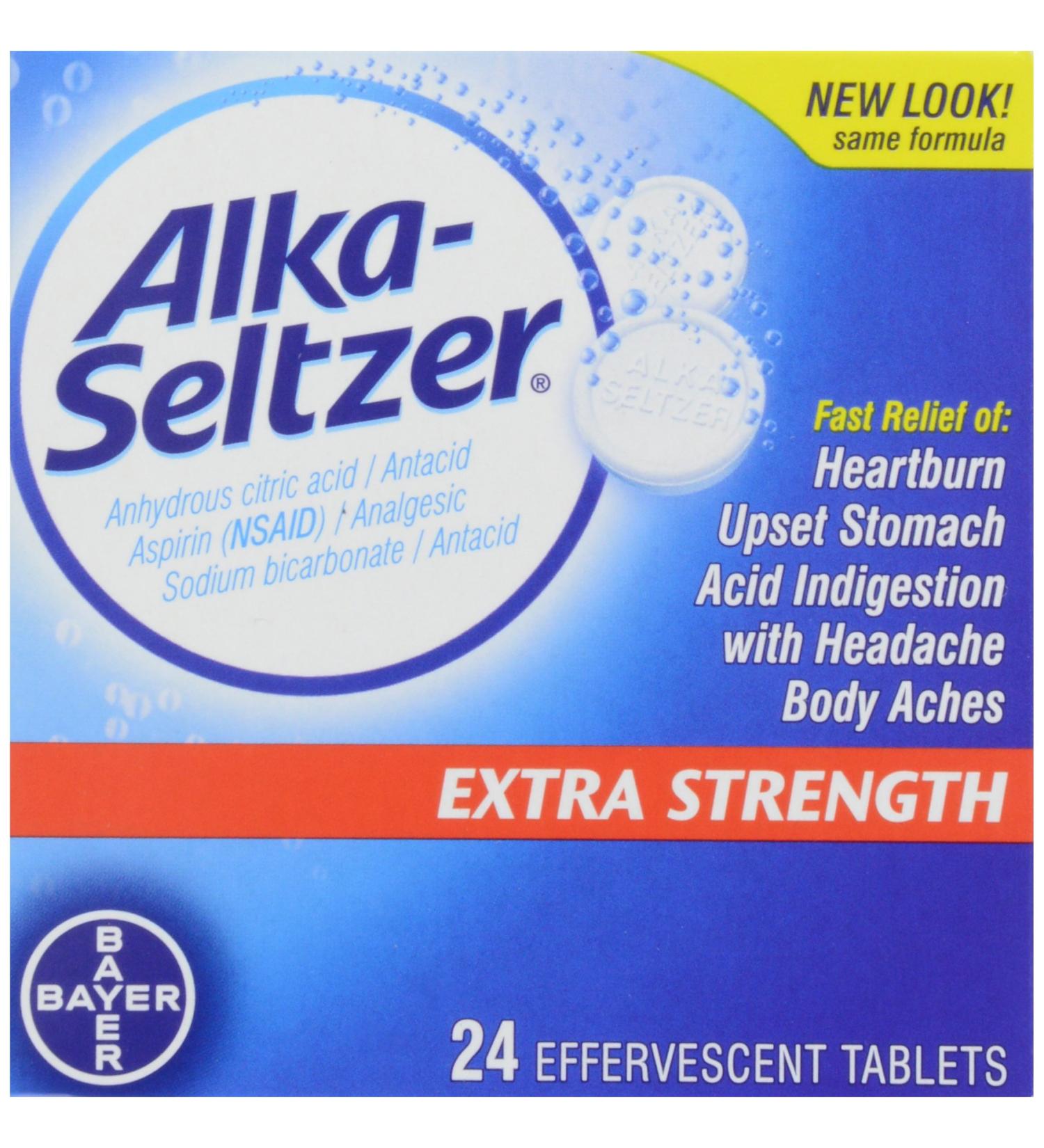 Buy Alka-Seltzer Extra Strength Tablets - Antacid & Pain Relief 24 ct - Fast International Shipping - Buy Online on GoSupps.com
