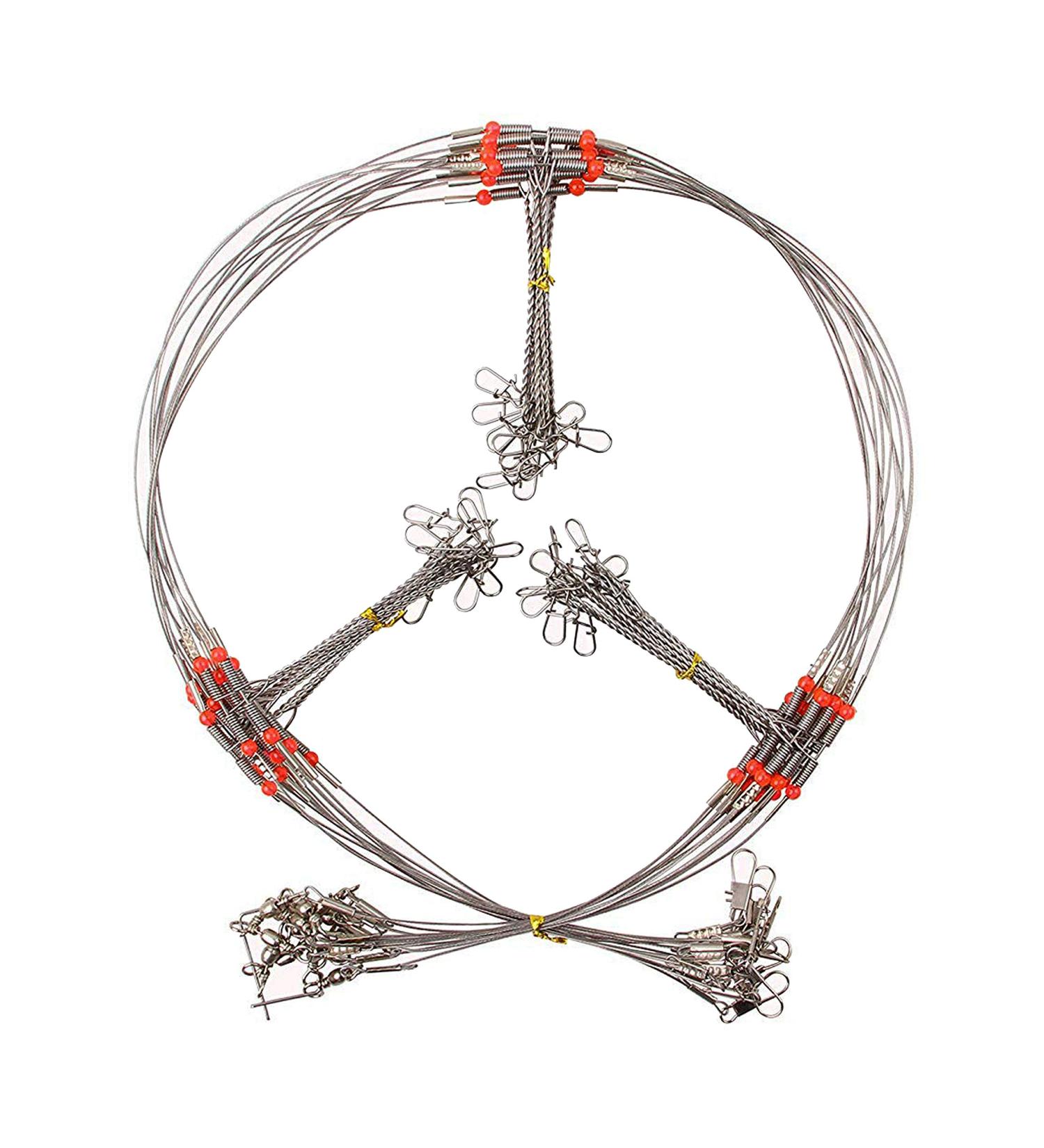 Stainless Steel Wire Leader Rigs with Swivel Snaps and Beads - 12pcs Fishing Lures Tackle Rigging 29.33 inch - 3 Arms - Buy Online on GoSupps.com