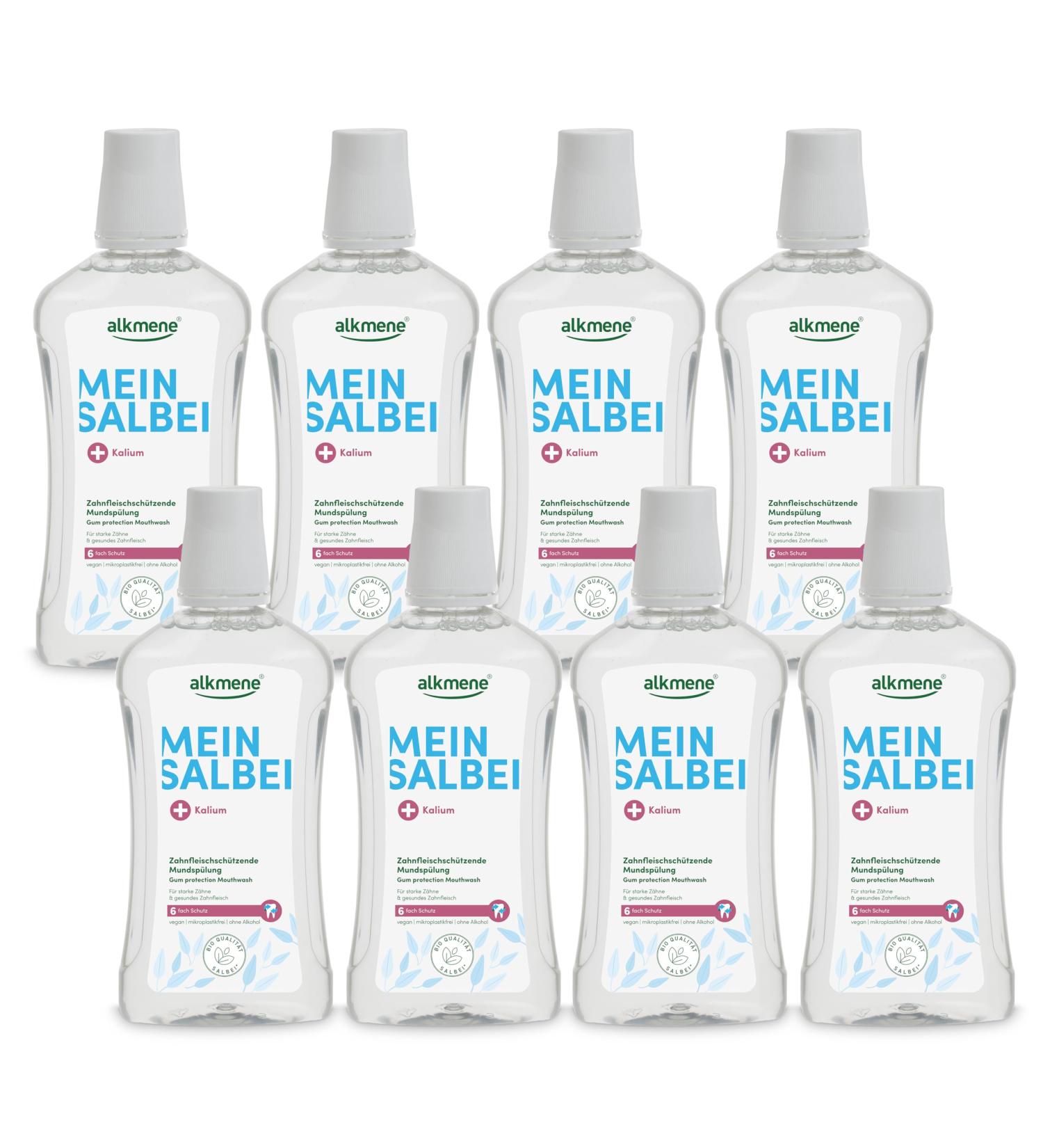 Alkmene alkmene Pack of 8 Vegan Antibacterial Alcohol-Free Mouthwashes with Sage and Potassium 500ml - Buy Online on GoSupps.com