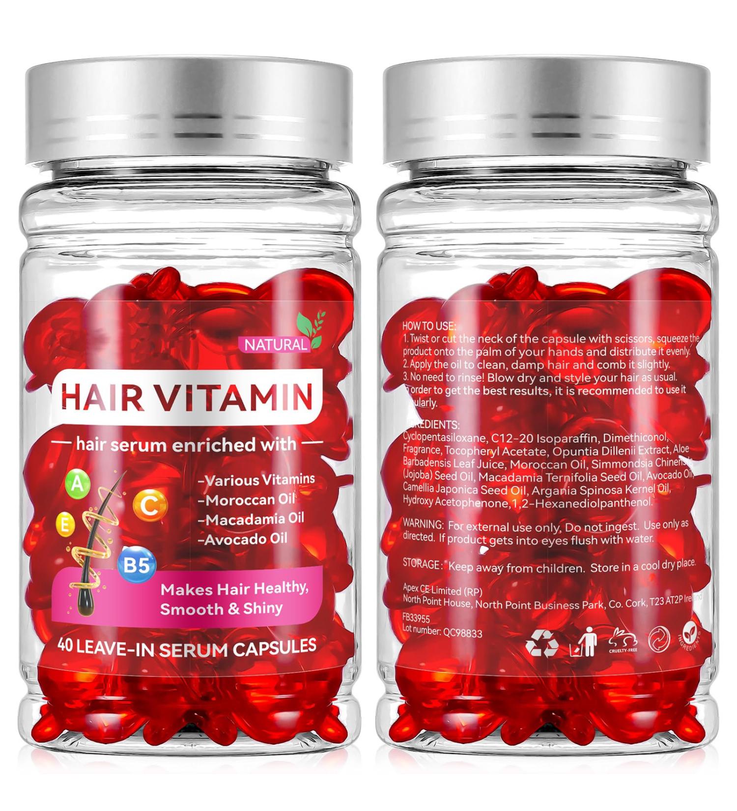 Buy Hair Treatment Serum Capsules - Moroccan Macadamia & Avocado Oils Vitamins A C E Pro B5 - No Rinse Safe for All Hair (Pack of 2 - Buy Online on GoSupps.com