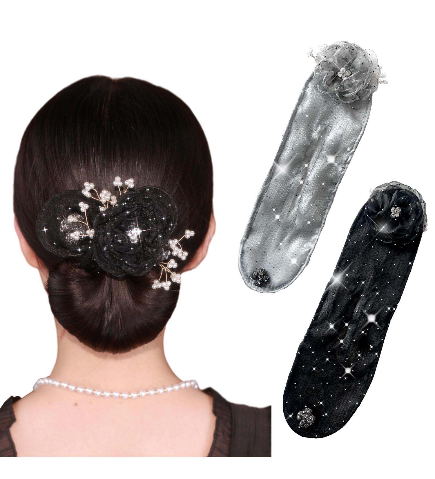 Hand Embroidered Flower Bun Maker Set for Long Hair | Hair Twister Clip for Women & Girls | Floral Bun Roller Accessory - Buy Online on GoSupps.com