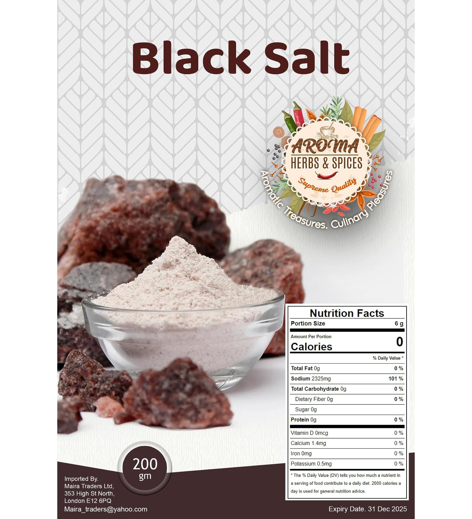 Premium Quality Black Salt FINE 200gm - Authentic Kala Namak, Pure - Buy Online on GoSupps.com