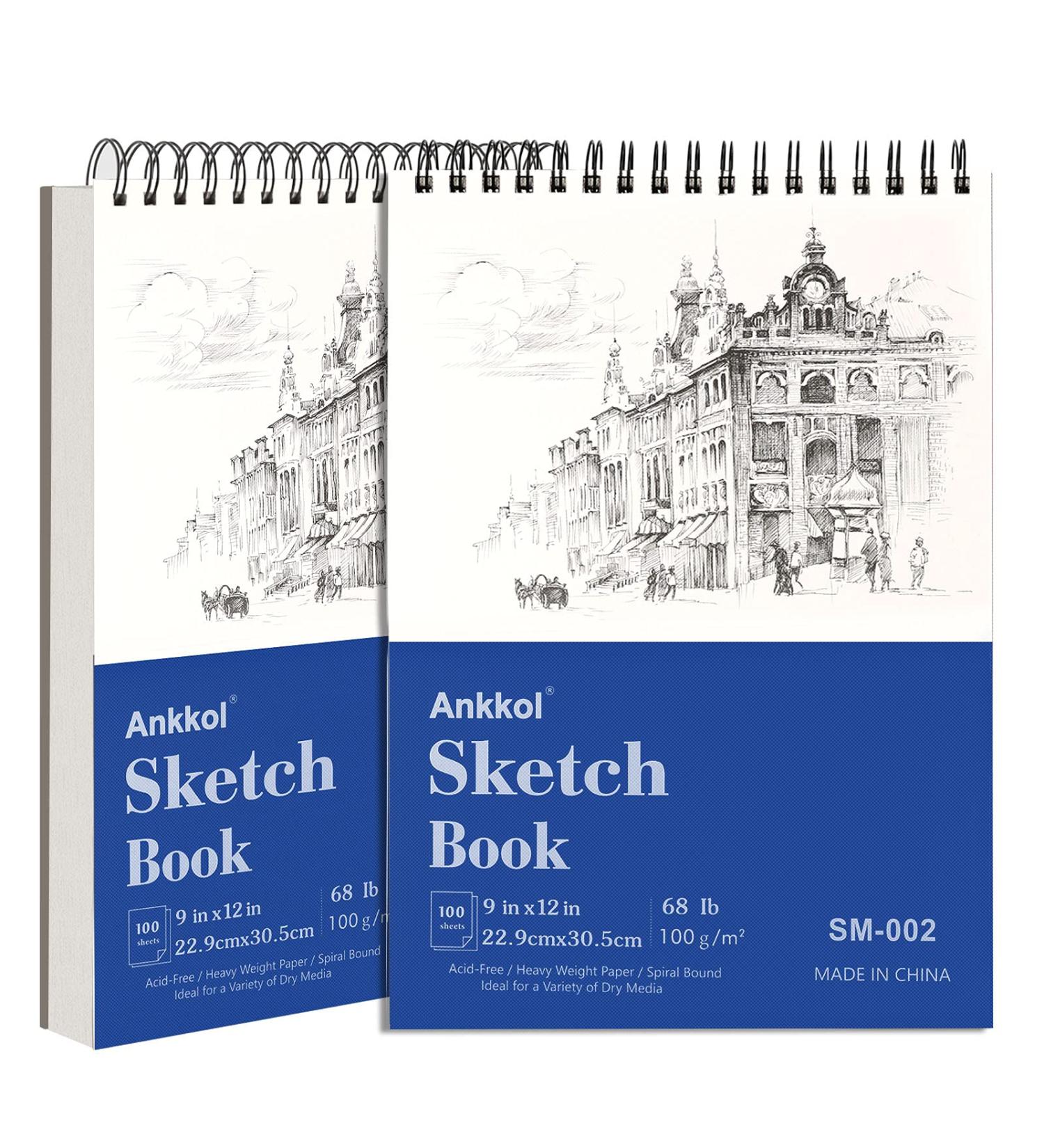 9x12 Sketchbook Pack of 2 - 200 Sheets Spiral Bound Artist Sketch Pad - Acid Free Drawing Paper - Ideal for Adults & Teens - Buy Online on GoSupps.com