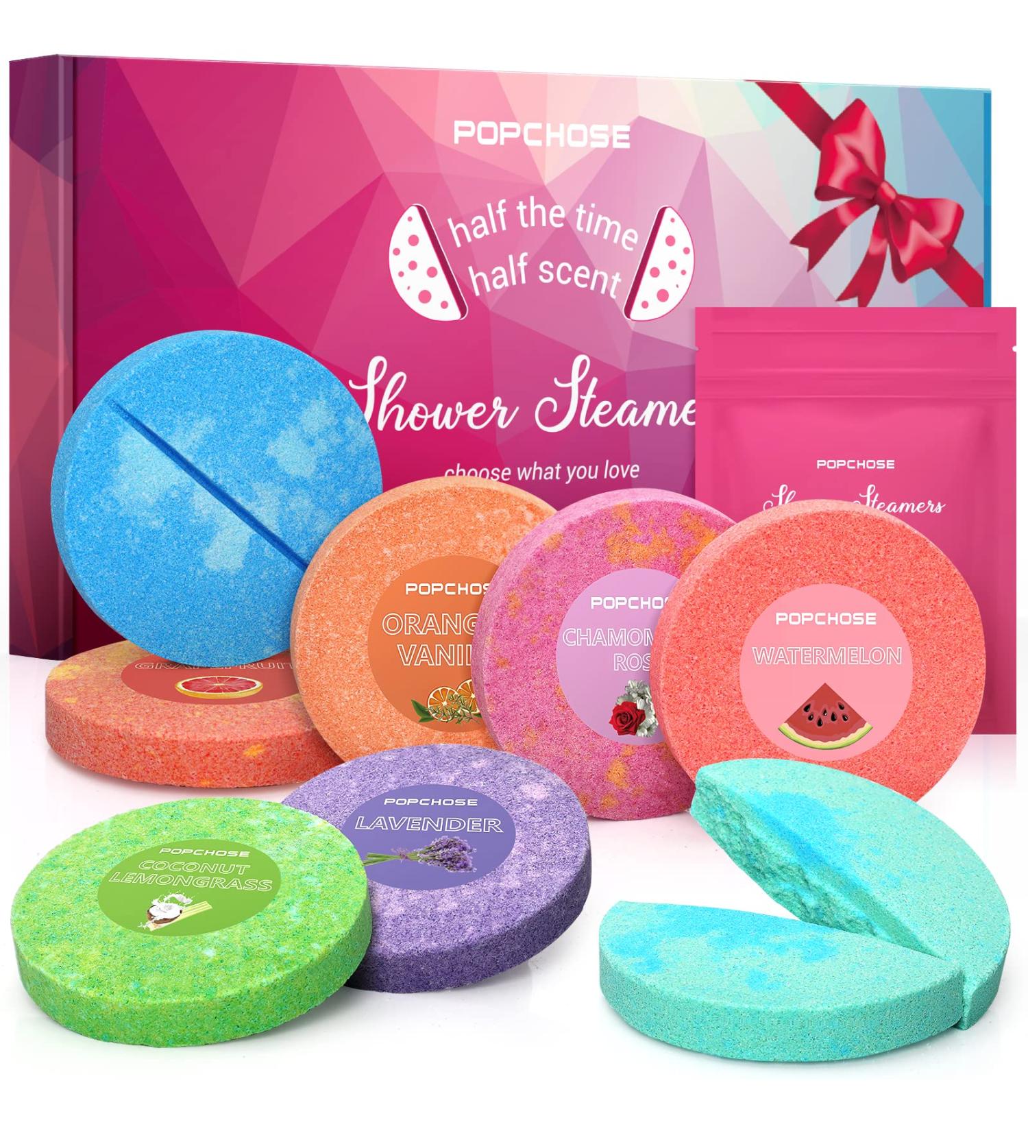 POPCHOSE Shower Steamers Aromatherapy 8 Pack - Bath Bomb Tablets for Self Care & SPA Relaxation - Perfect Stocking Stuffers and Gifts for Women, Mom - Lavender, Menthol, Eucalyptus, Peppermint Scents - Buy Online on GoSupps.com