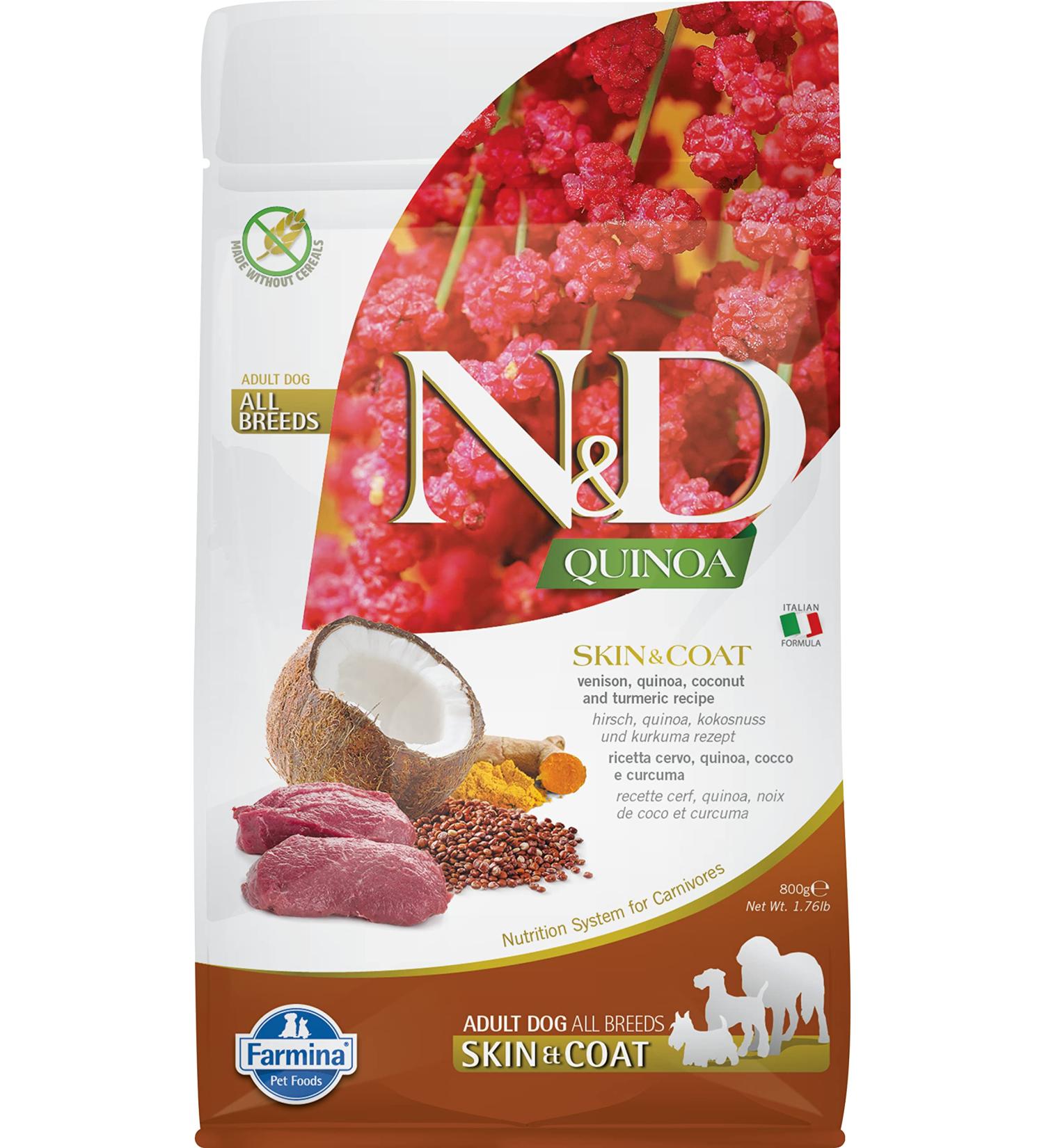 N&D Quinoa Dog Skin & Coat, Venison & Coconut Adult Mini 800 GR