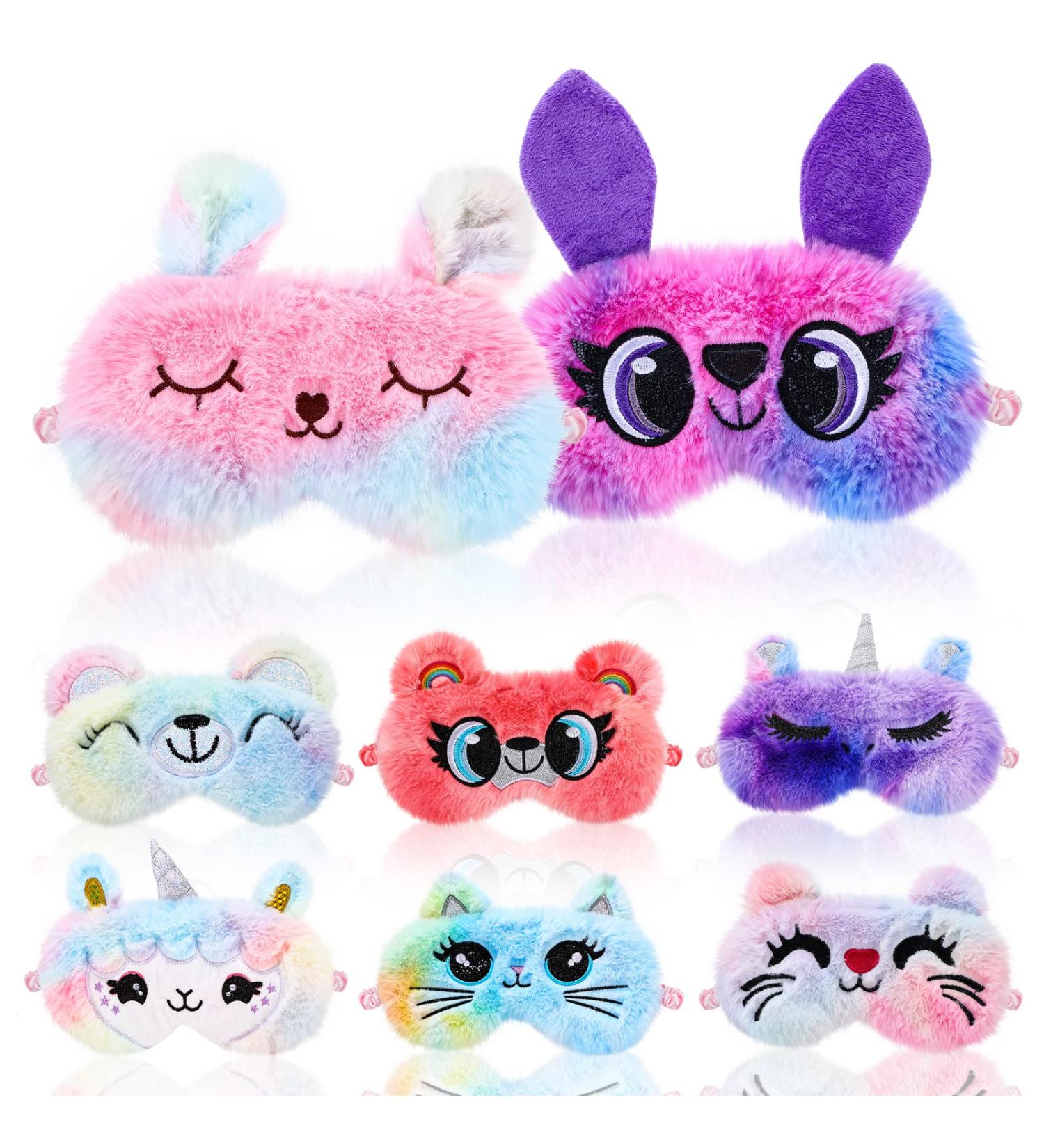 Unicorn Sleep Mask for Kids - 8 Pcs Plush Blindfold for Girls, Boys, and Adults | Cute Cat Eye Cover for Home, Travel, Office - Buy Online on GoSupps.com