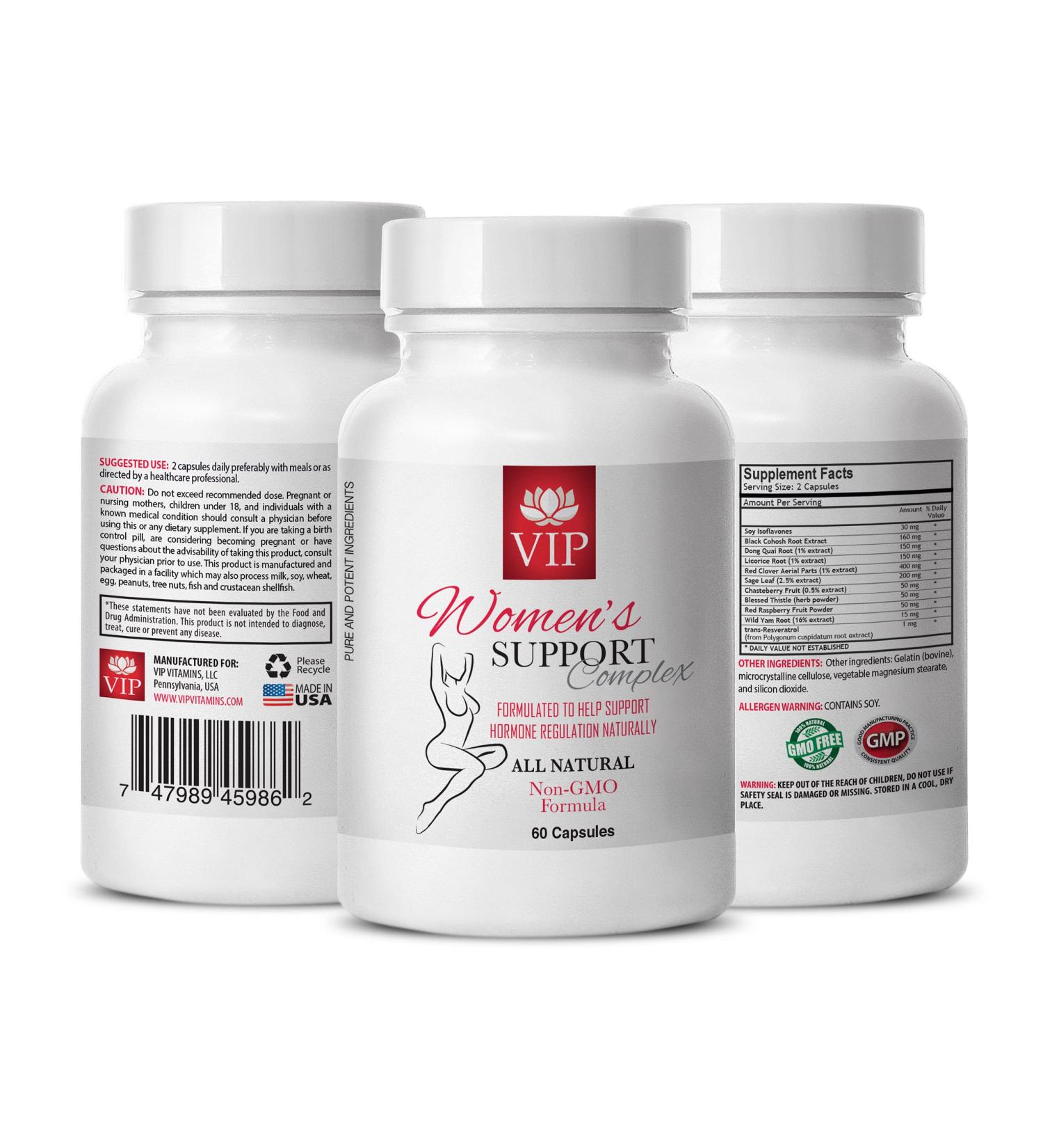 Mood Swings Supplements - Women's Support Complex Natural - Black Cohosh and sage Menopause Supplements for Women red Clover Blessed Thistle Menstrual Regulator Licorice Root 1 Bottle 60 Caps - Buy Online on GoSupps.com