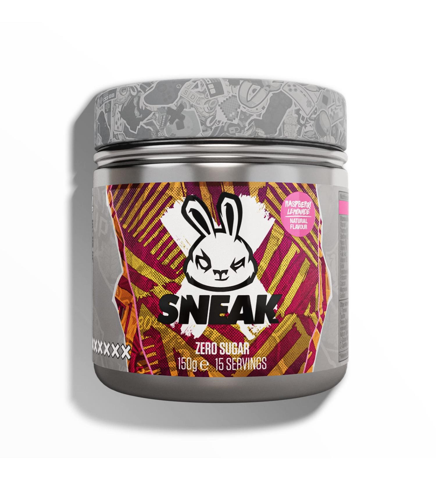 SNEAK Raspberry Lemonade Edition Energy Drink | In-Game Focus Boost Zero Sugar Vegan | 15 Servings 150g - Buy Online on GoSupps.com